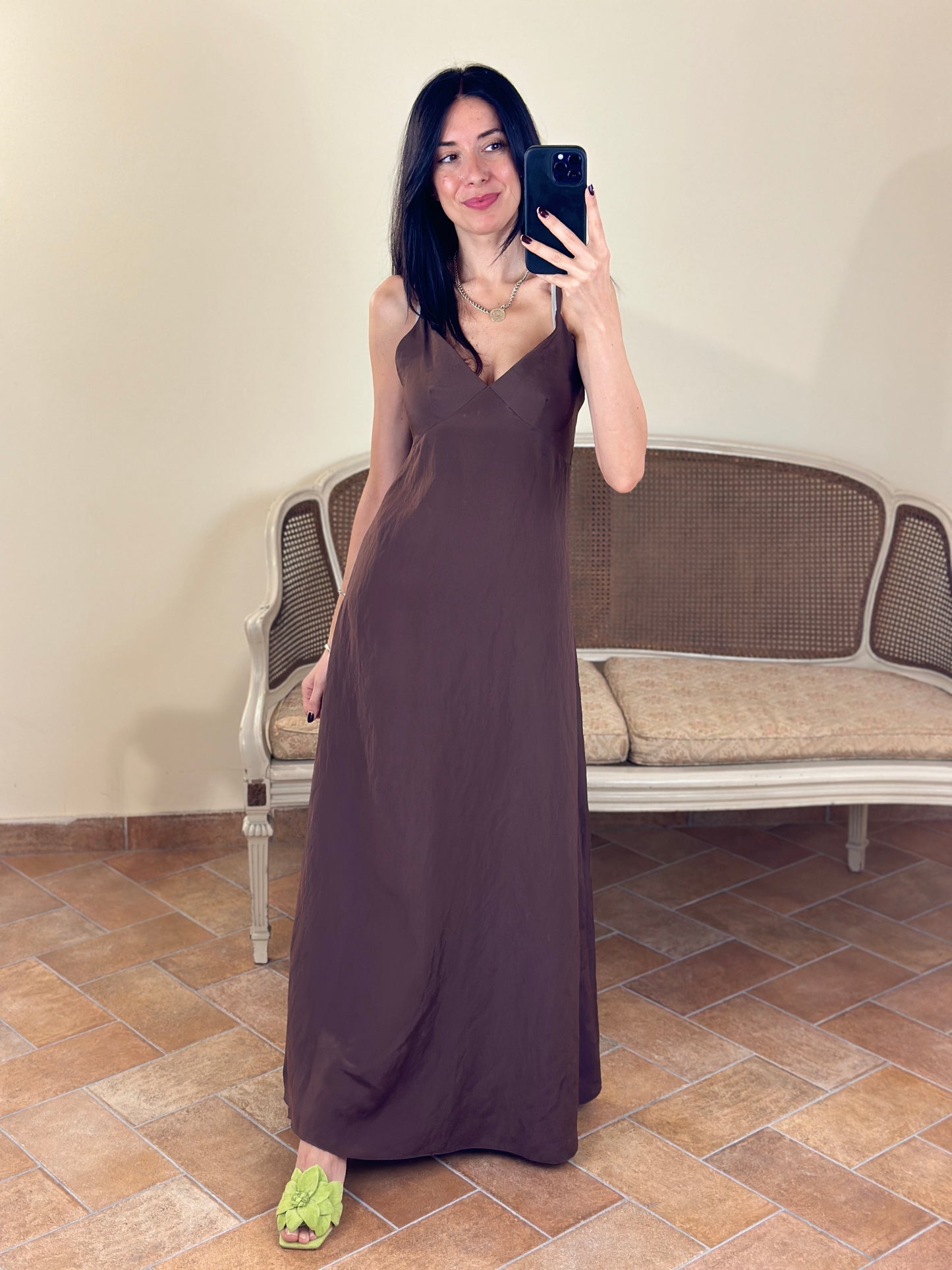 Tensione in Abito lungo in modal con spalline