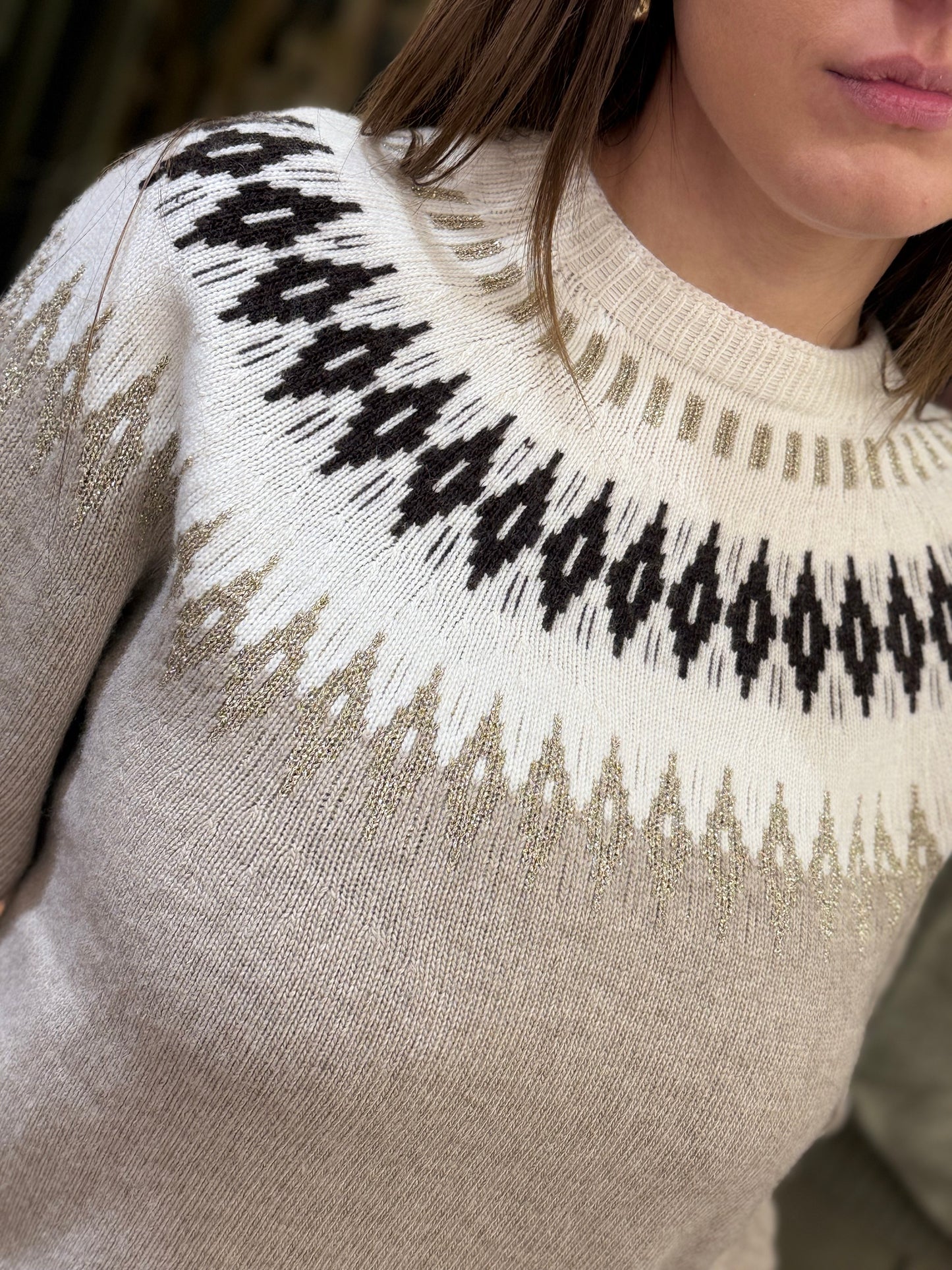 Tensione In maglia in jacquard CASHA/PANNA/MORO