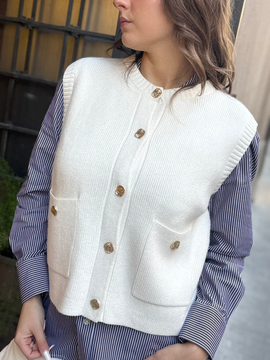 Gilet smanicato EMILY panna