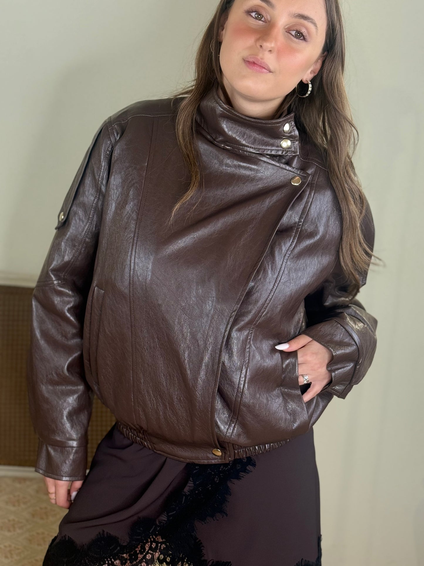 Tensione In Giacca bomber in ecopelle MORO