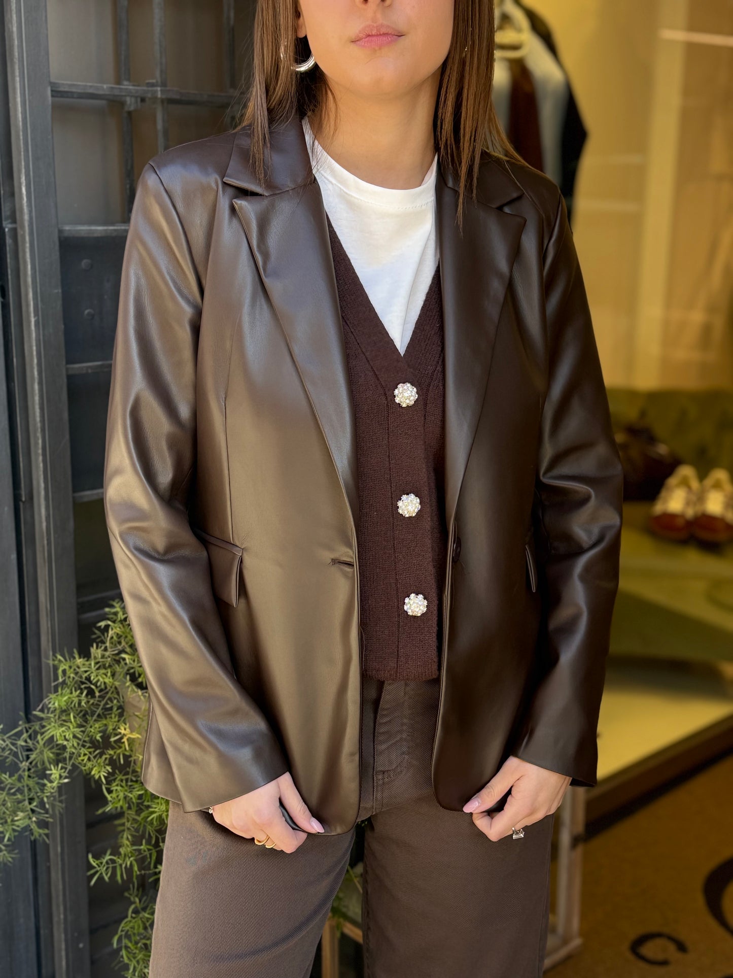 Tensione In Giacca ecopelle MORO