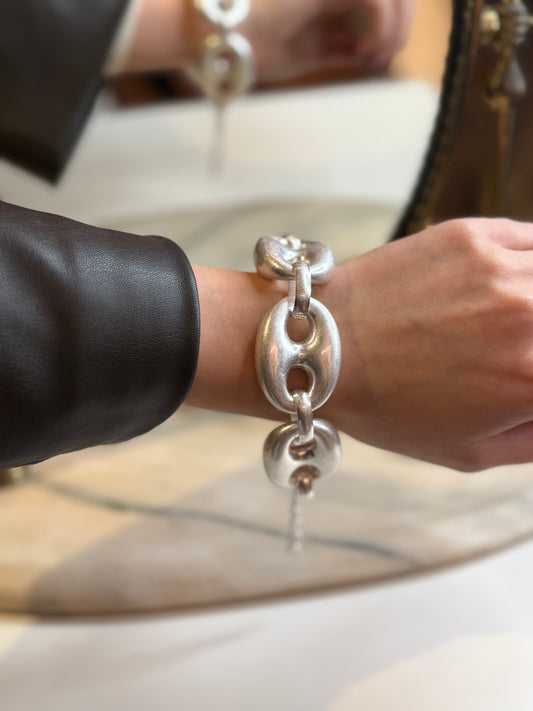 Bracciale ARGENTO catena con maglie a ciambella