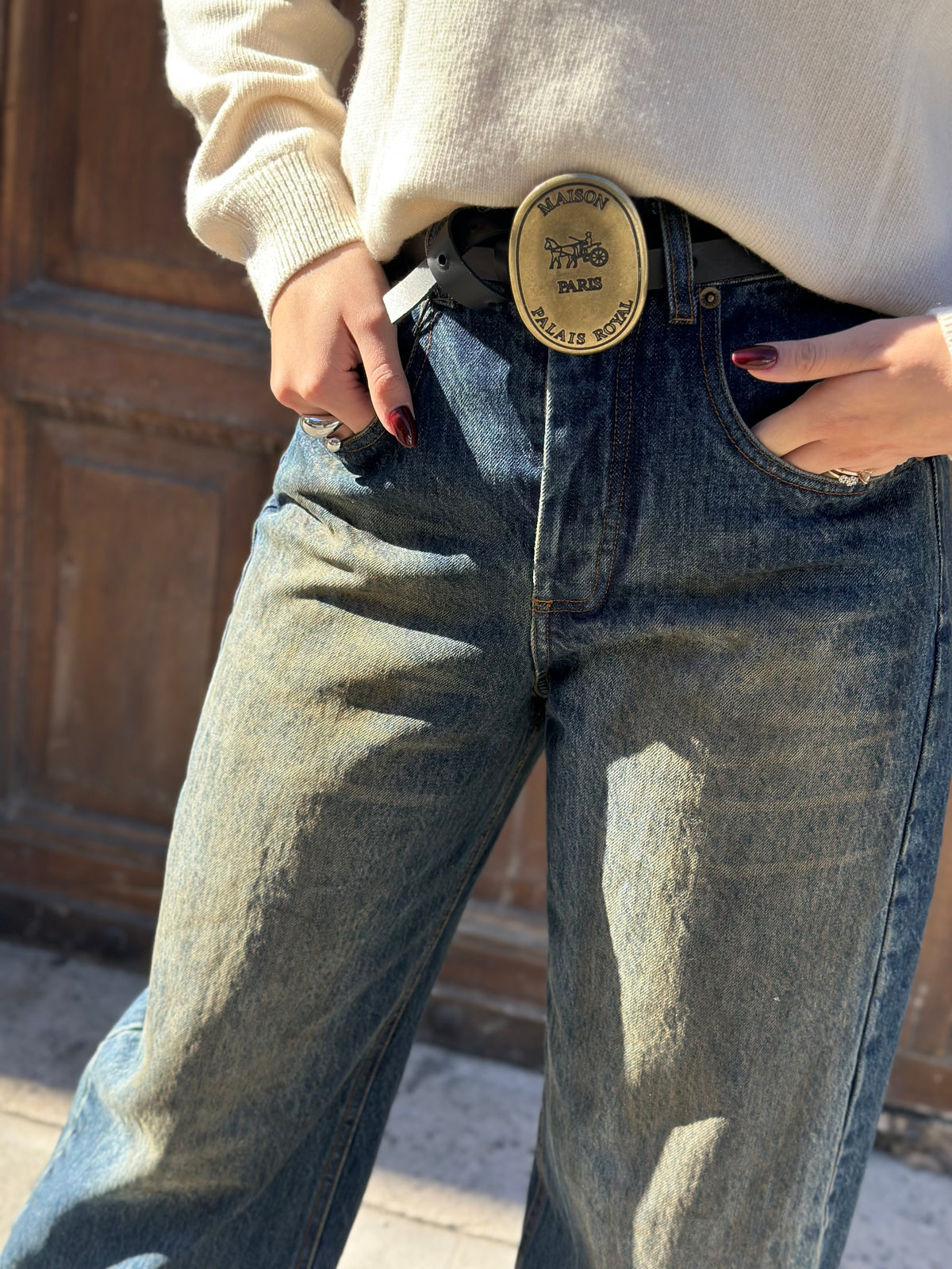 Tensione in Jeans vintage cintura carrozza BLU