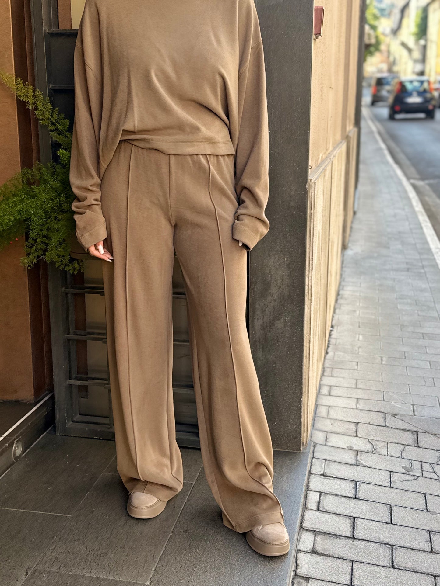 Eleh Pantalone Tuta GRIGIO/FANGO in lyocell