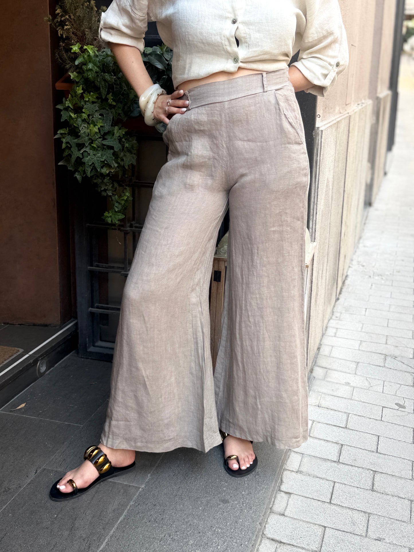 Pantalone MALIBÙ in lino a palazzo (disponibile in più colori)
