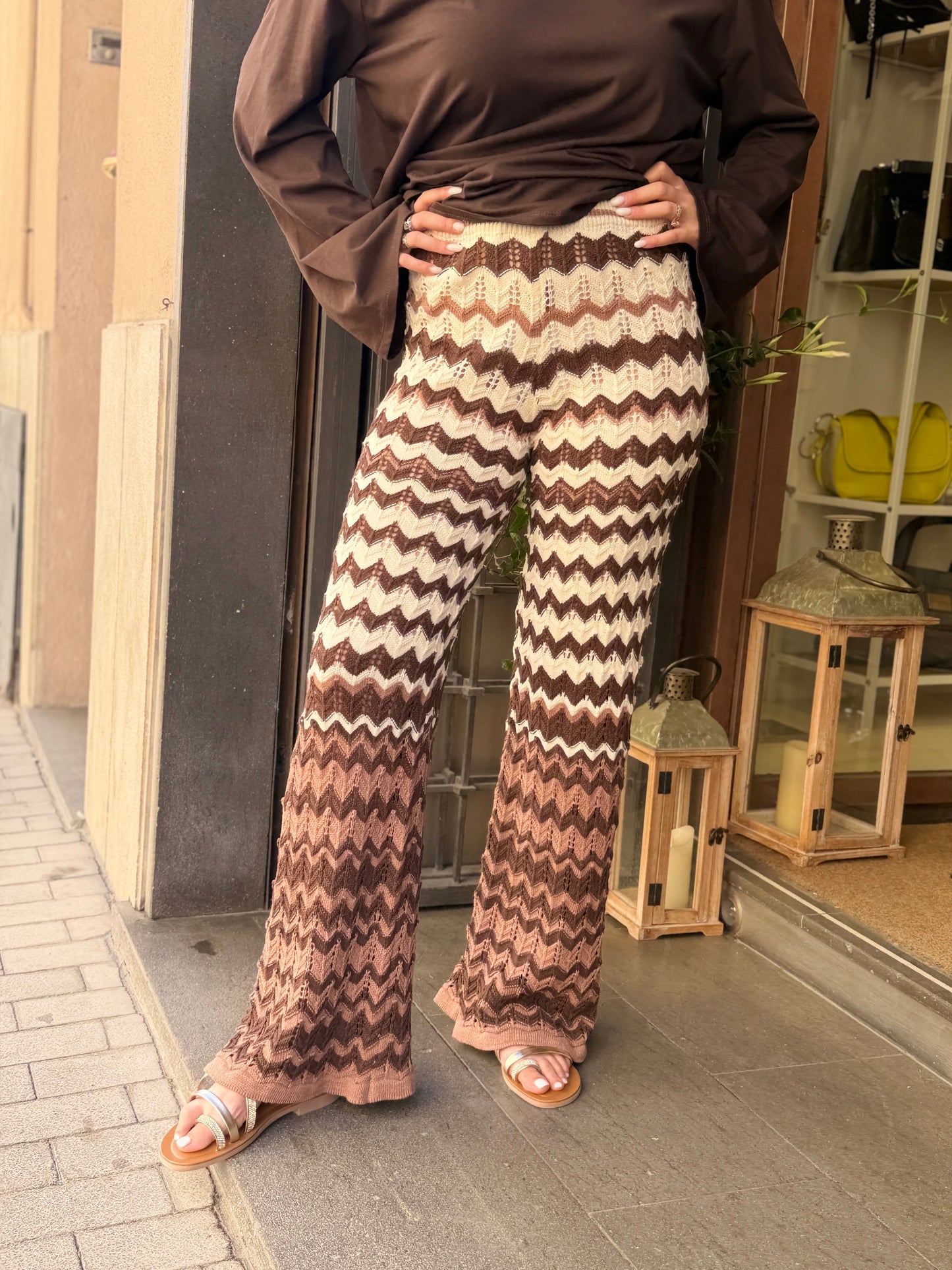 Pantalone crochet blu/ azzurro, moro/burro