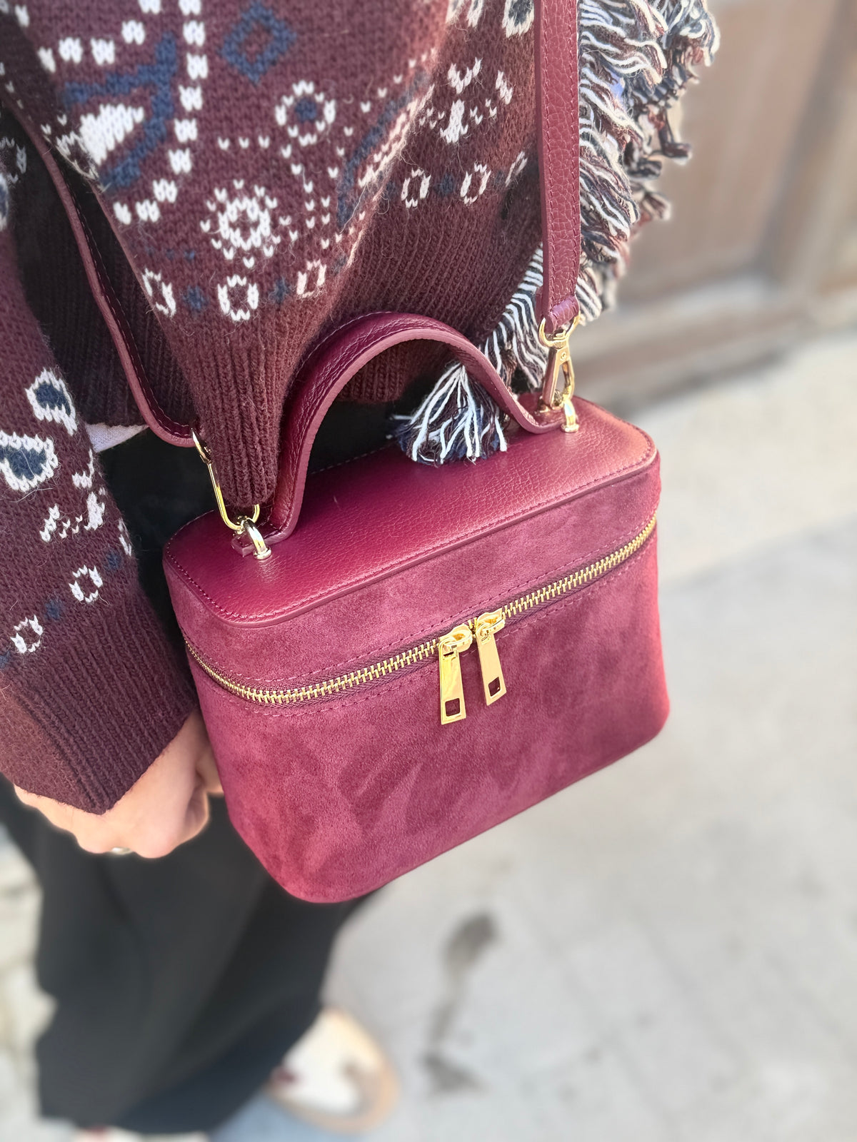 Borsa BEAUTY scamosciato moro/bordeaux