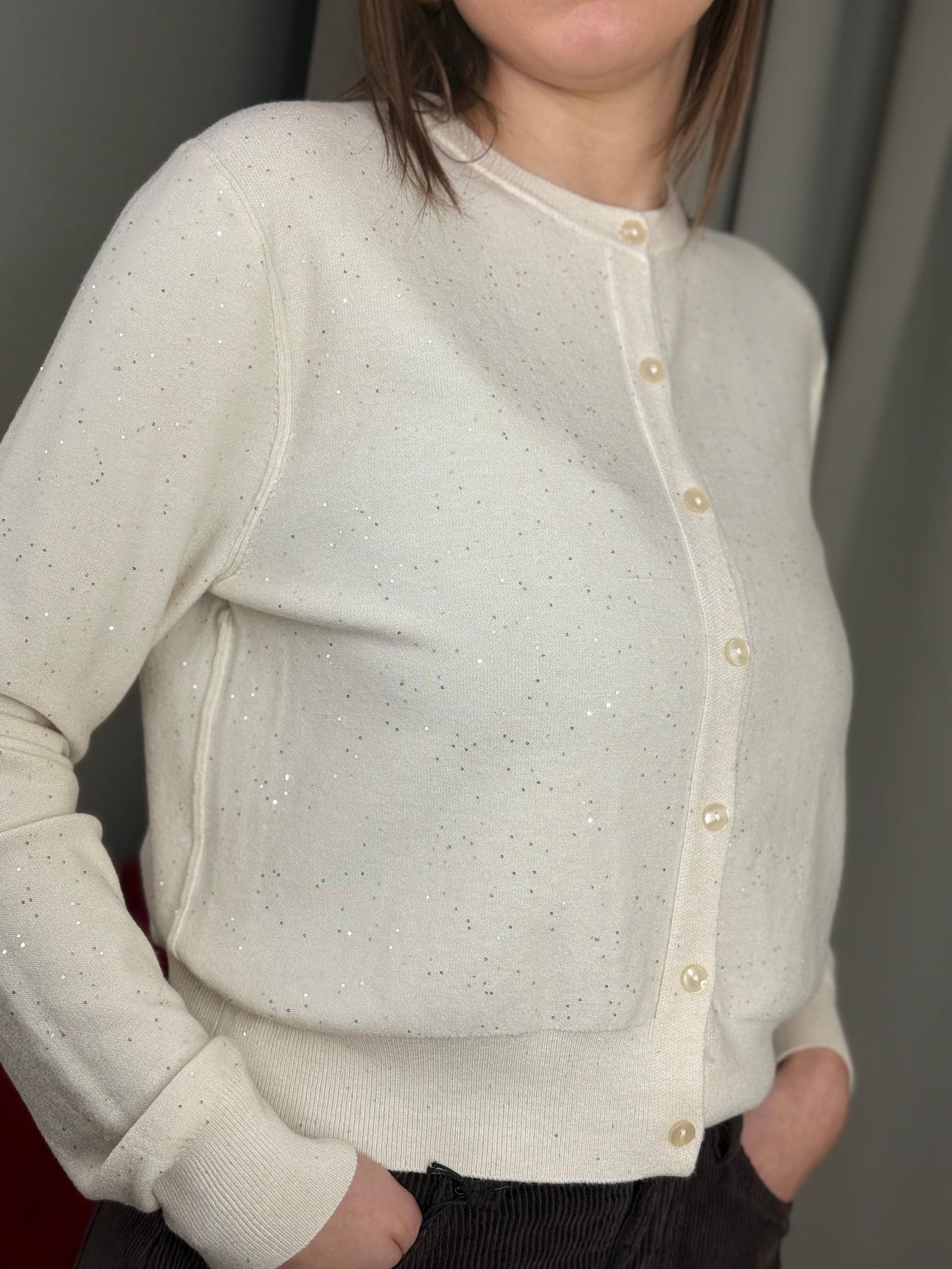 Cardigan in viscosa con micro paillettes (disponibile in più colori)