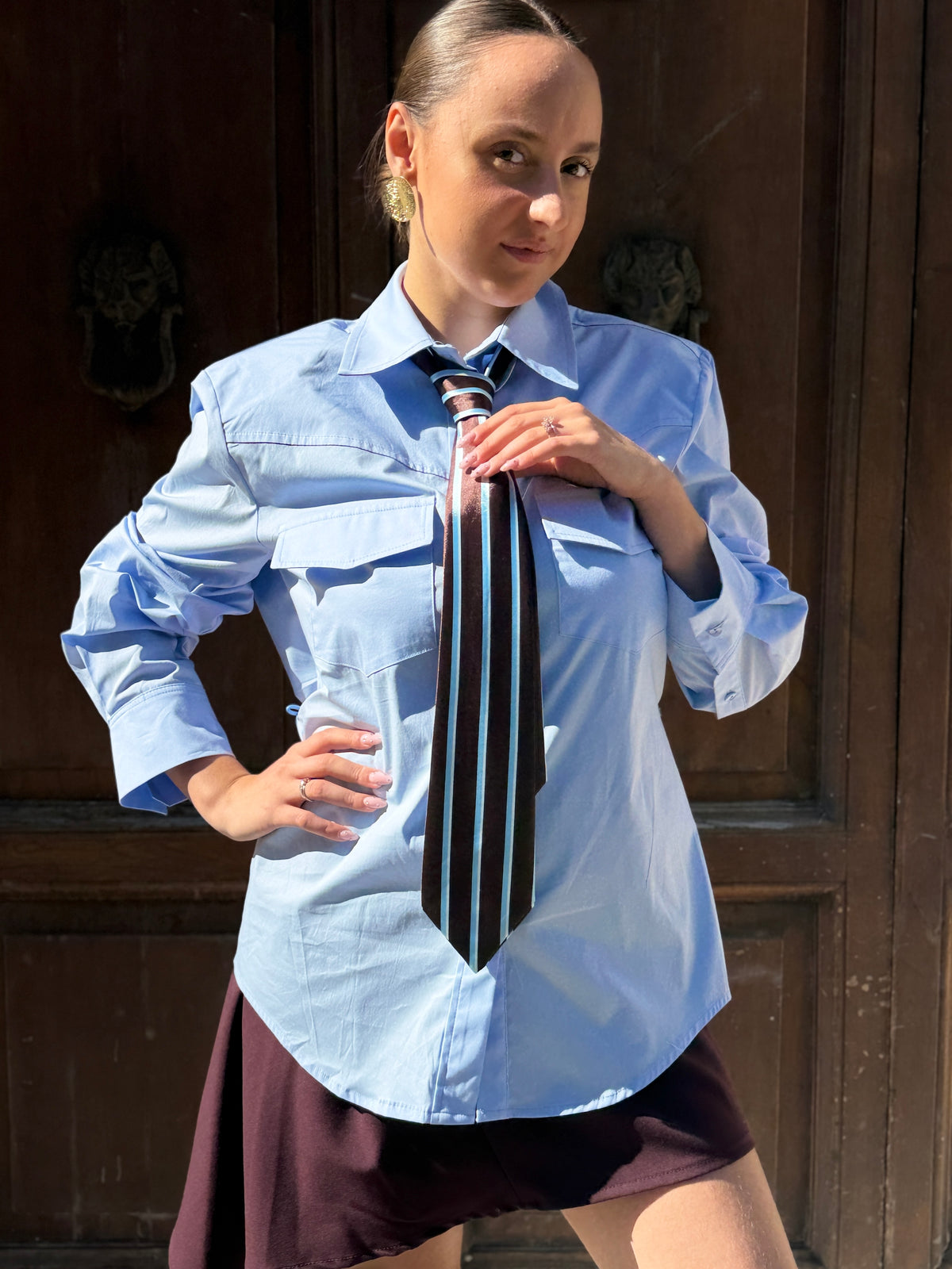 Tensione in Camicia con cravatta CELESTE