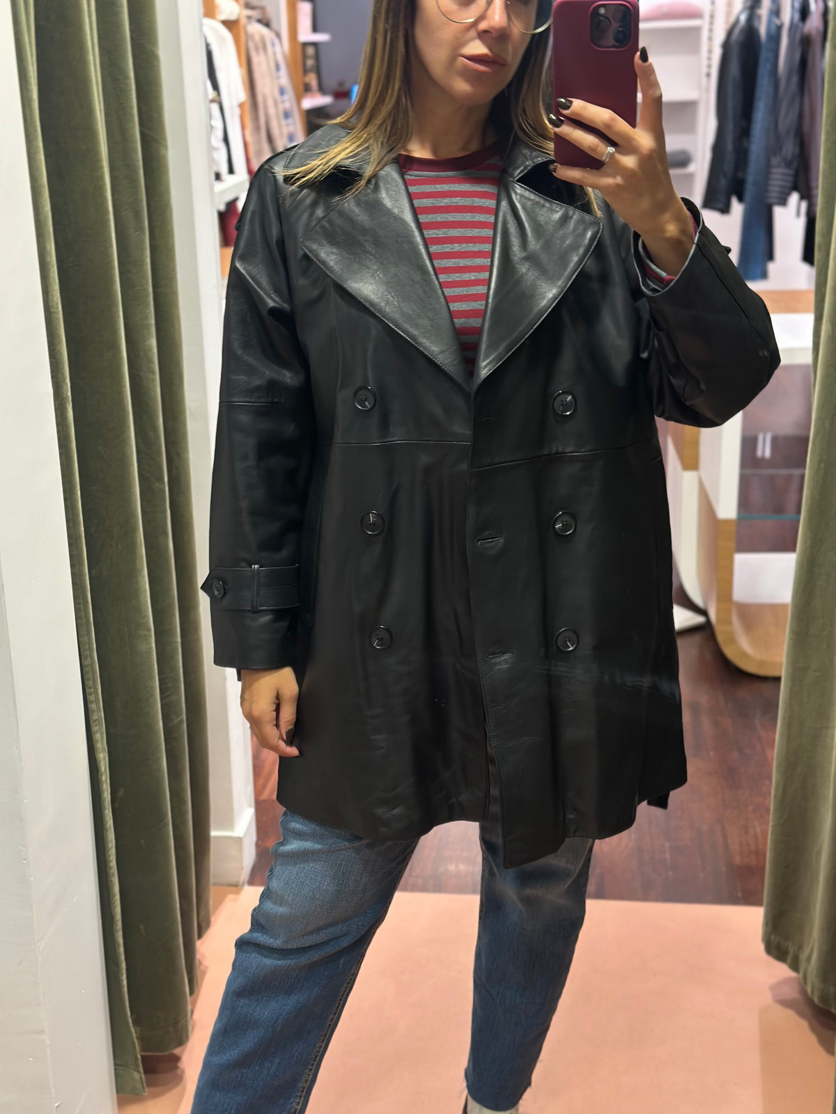 Trench in vera pelle NERO