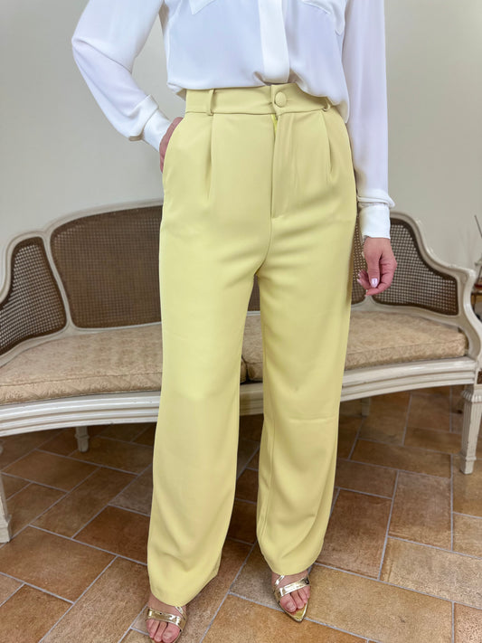 Pantalone "LUCILLA" a palazzo GIALLO PASTELLO
