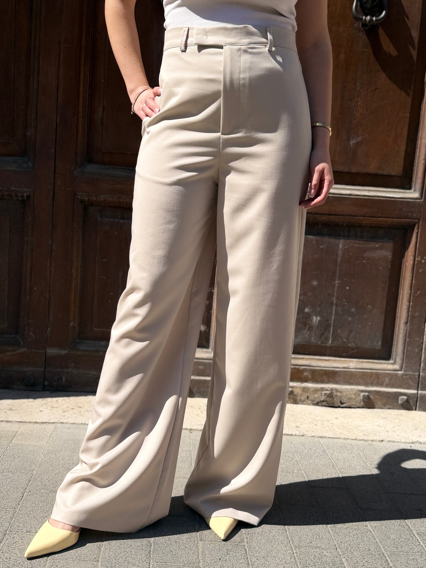 Haveone pantalone con pinces BEIGE