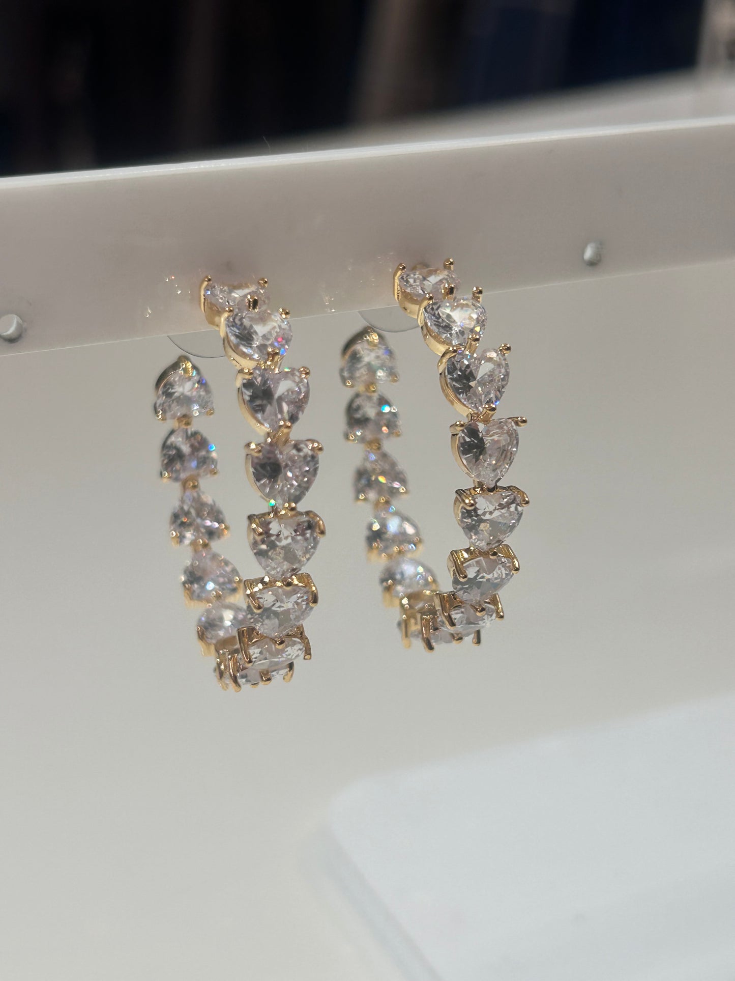 Orecchini semicerchi ORO con strass cuori