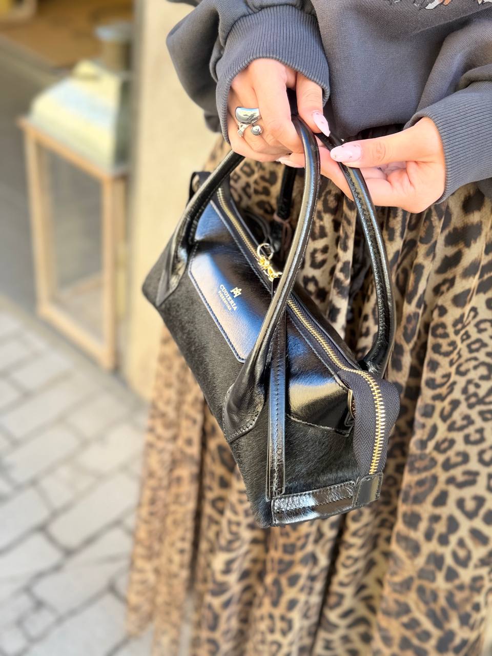 Cuoieria Fiorentina TOTE bag mini cavallino NERO