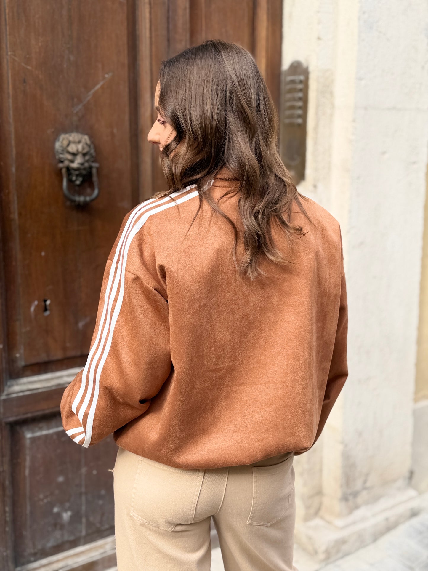 Felpa Sporty Chic Camel