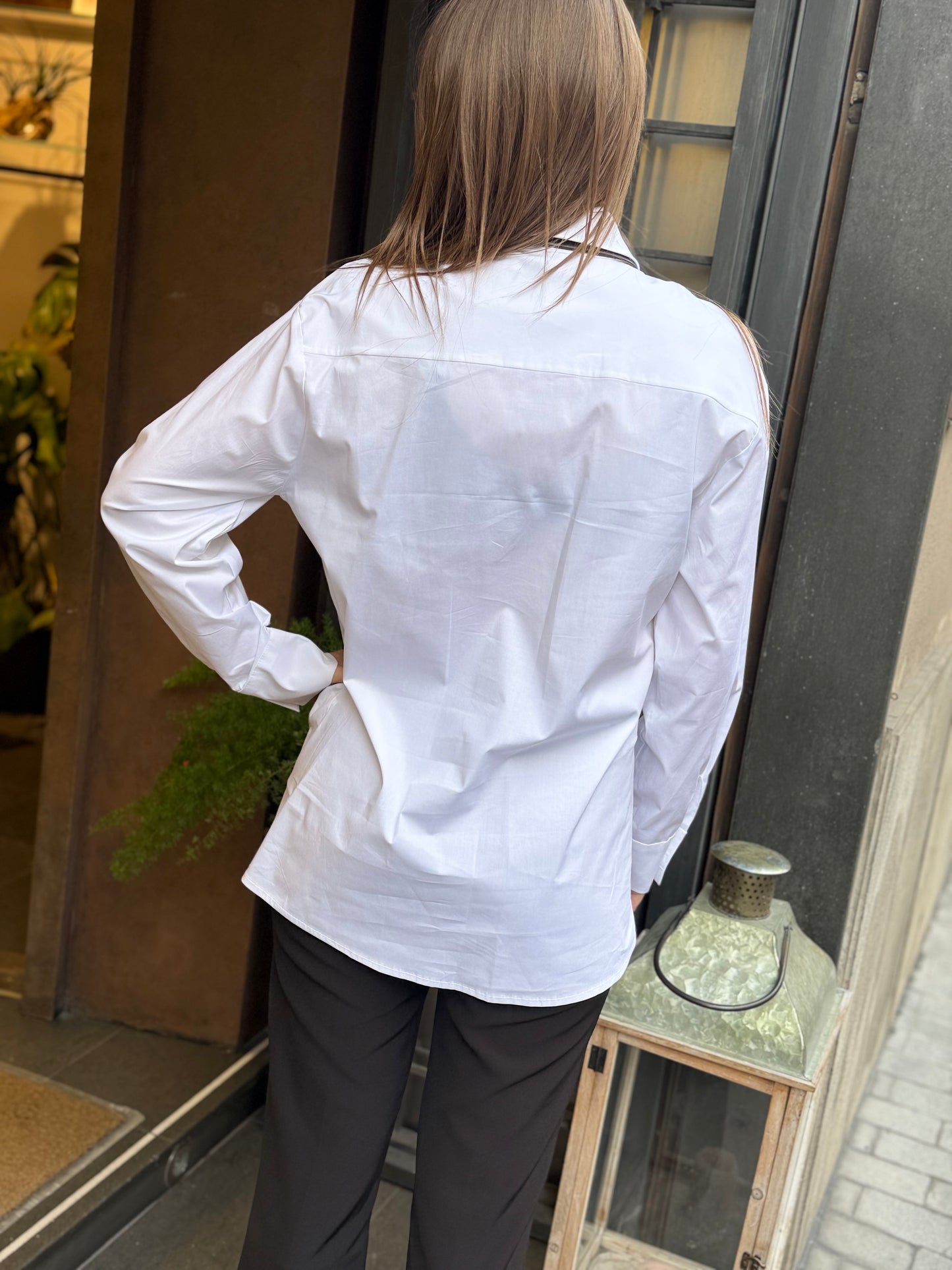 Tensione In Camicia cravatta in semil pelle BIANCO/MORO