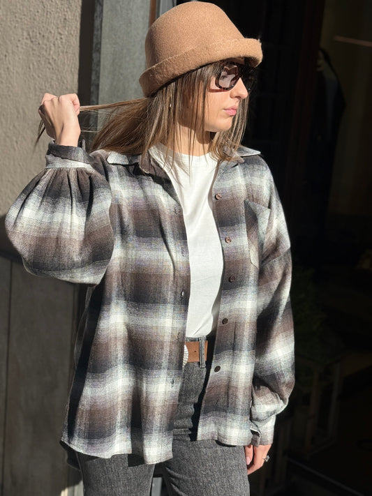 Camicia BRENDA check in flanella MORO/NERO