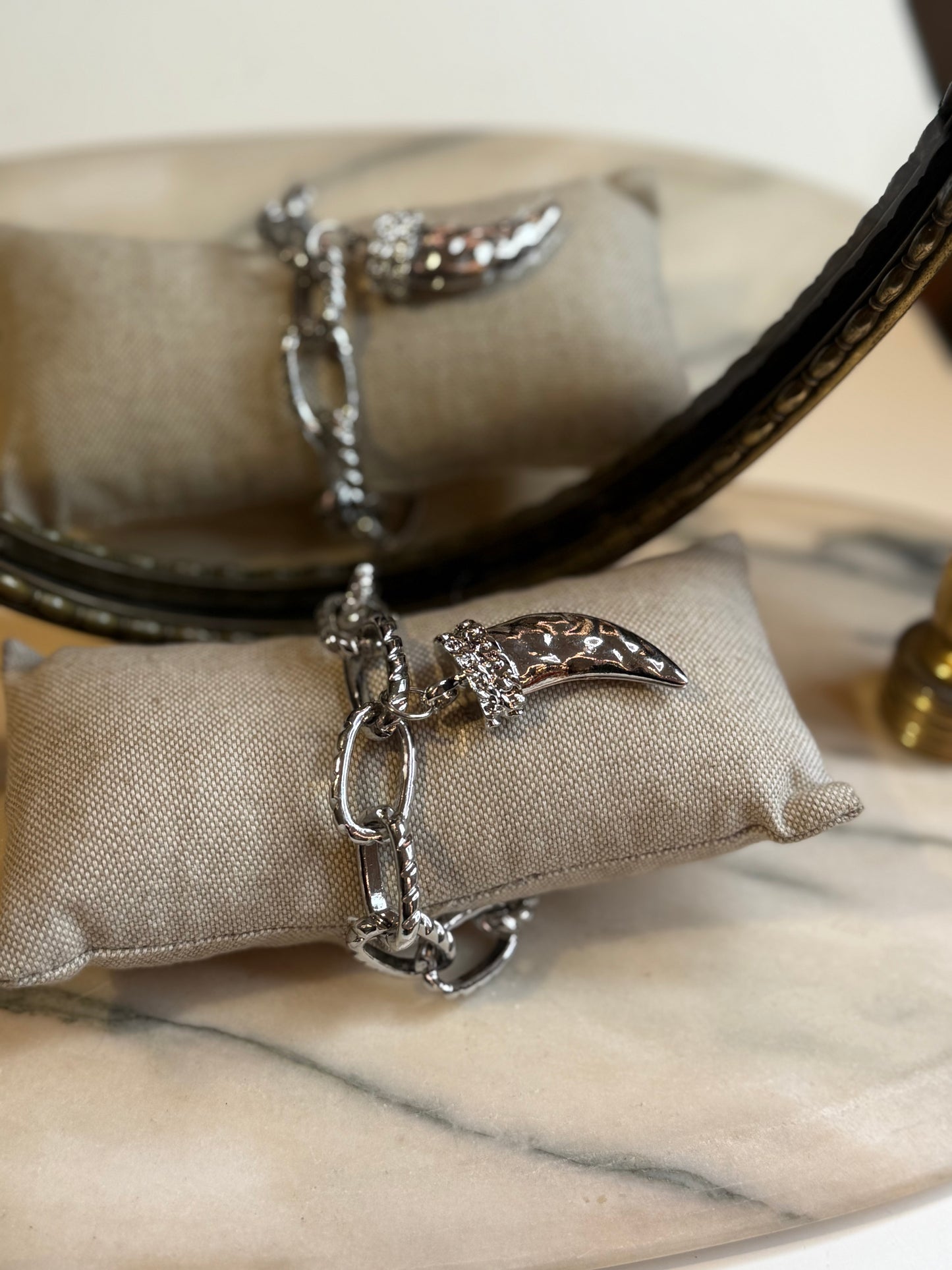 Bracciale ARGENTO con ciondolo corno