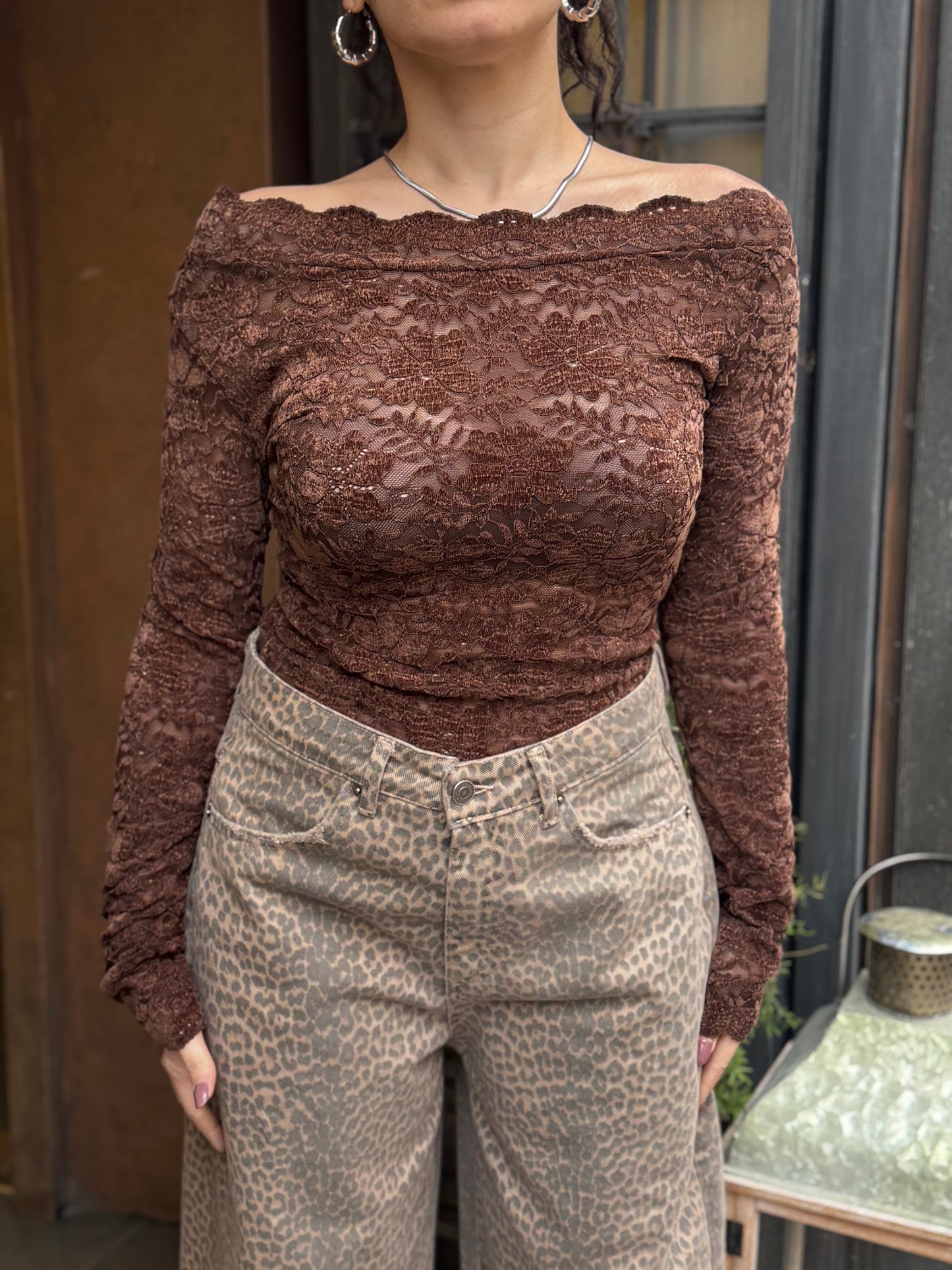 Maglia pizzo in ciniglia MORO