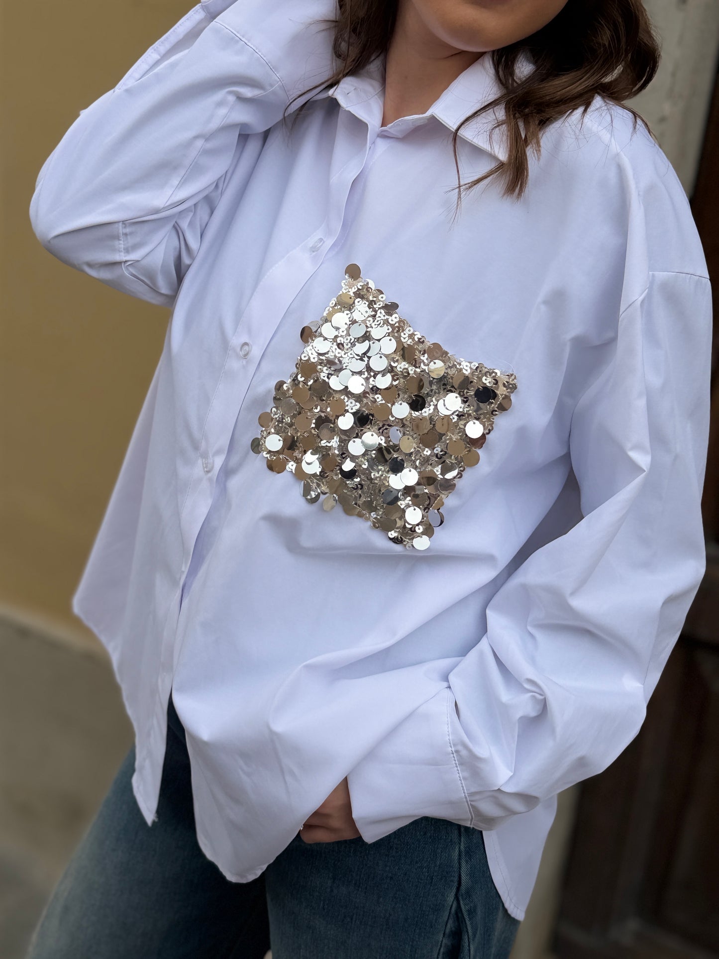 Tensione in Camicia taschino paillettes