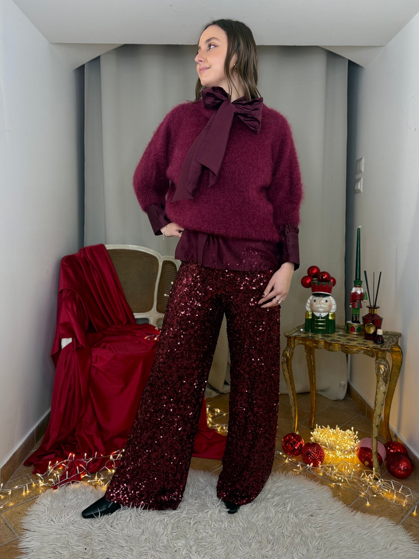 Maglia in super kid Mohair BORDEAUX