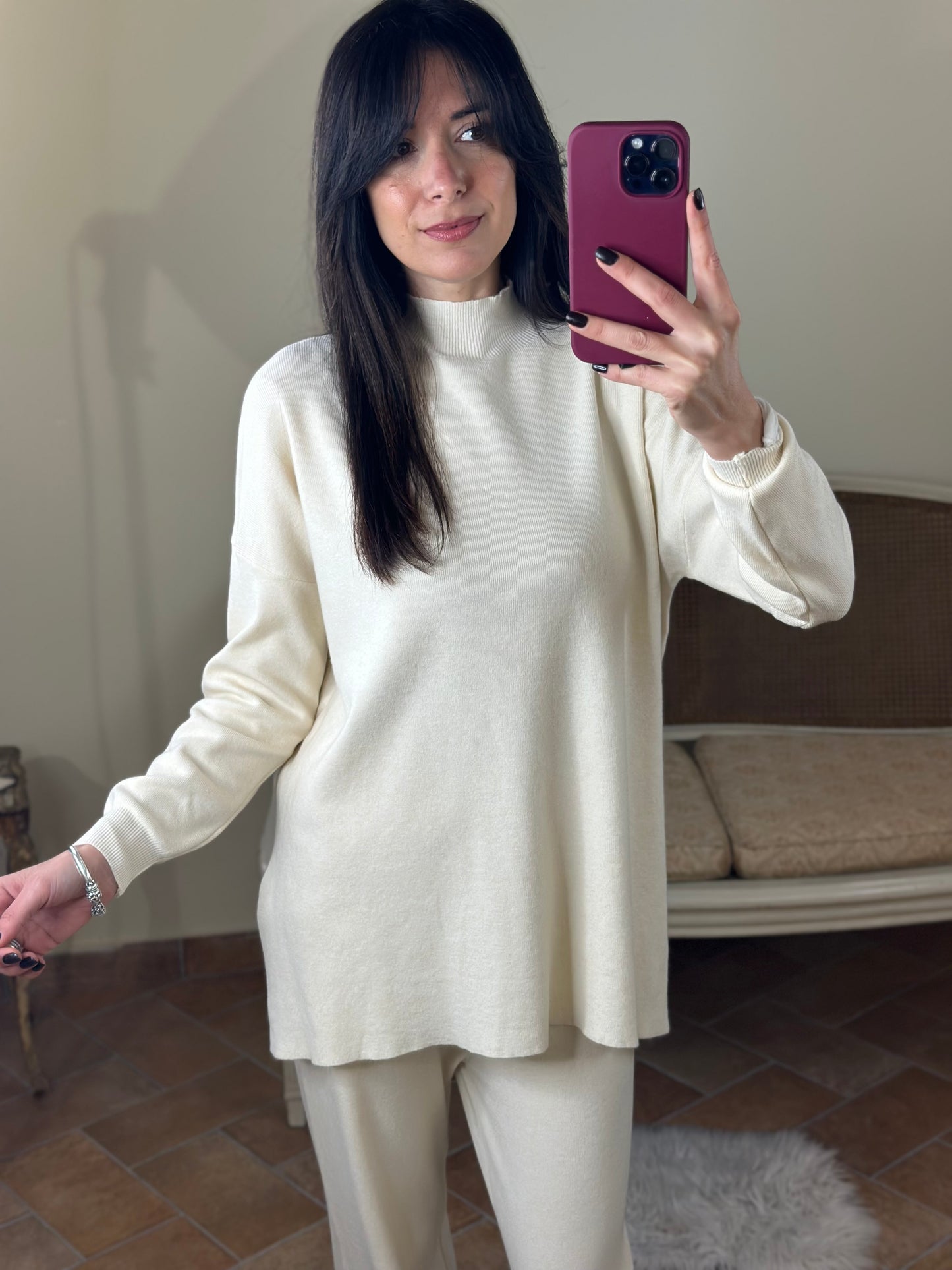 Set in maglia PANNA (maglia+pantalone)