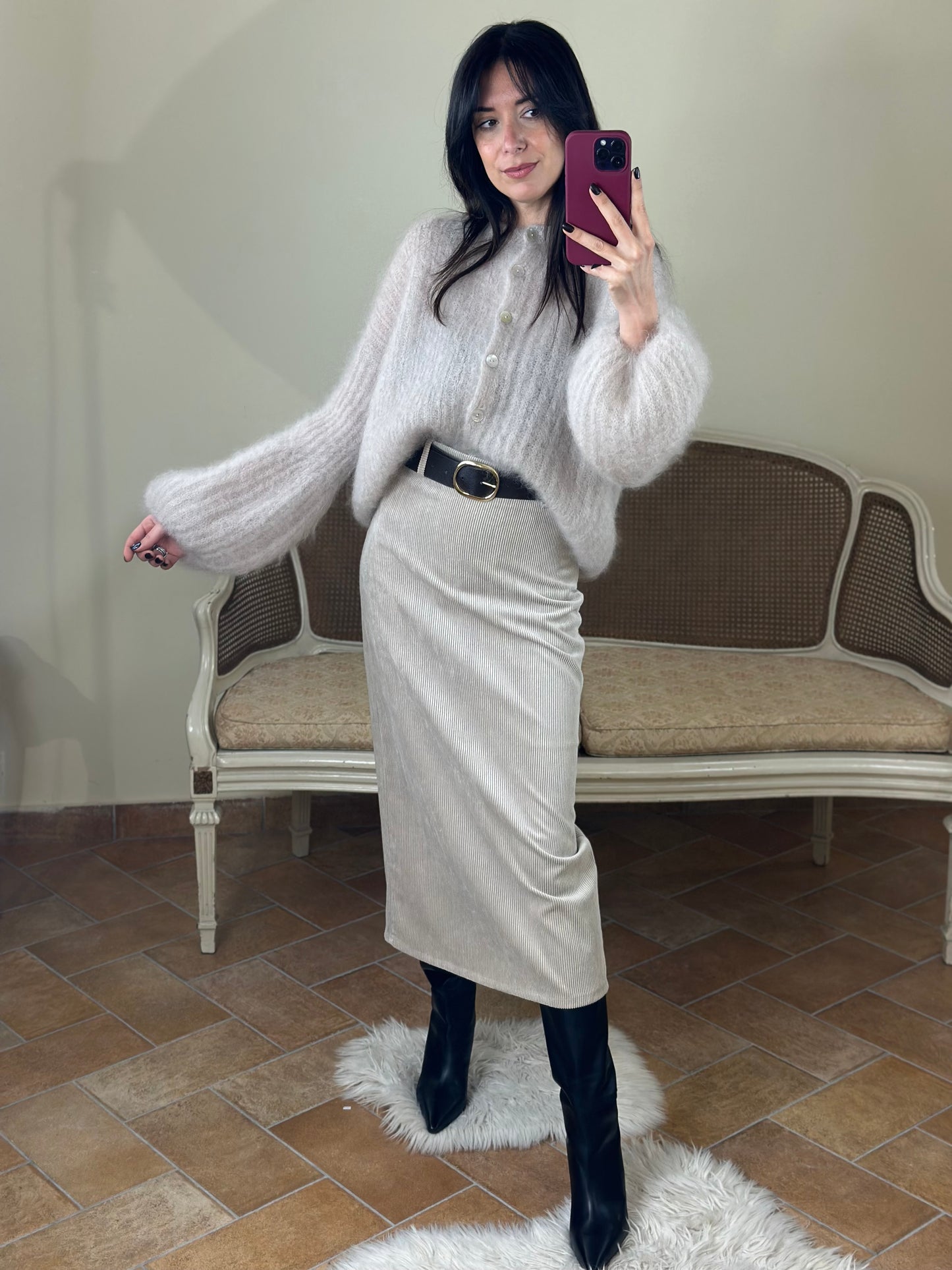 Gonna in velluto rocciatore BEIGE