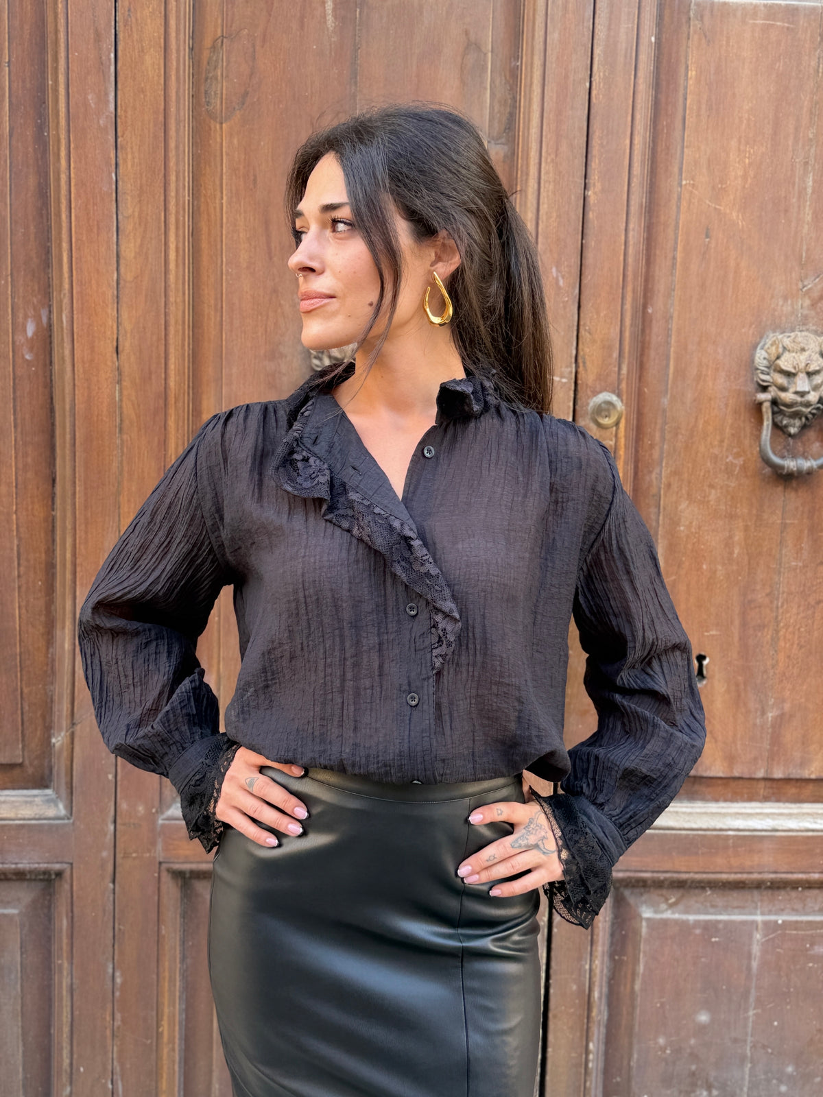Haveone Camicia in lyocell NERA