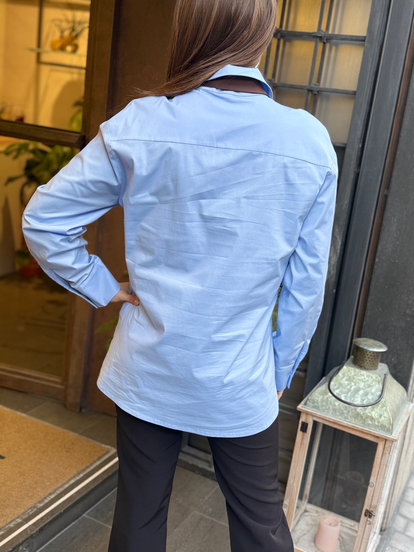 Tensione In Camicia cravatta con spille CELESTE/MORO