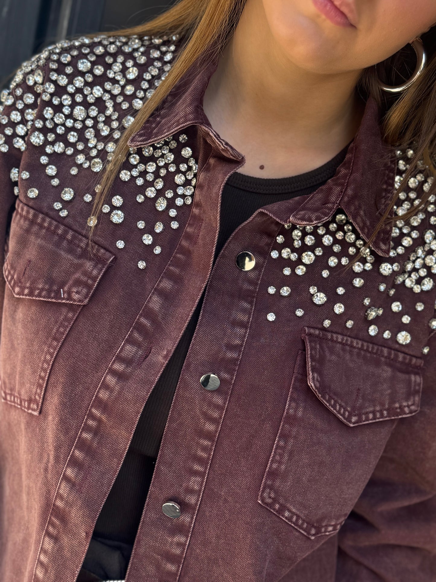 Camicia denim MATTONE con CABOCHON