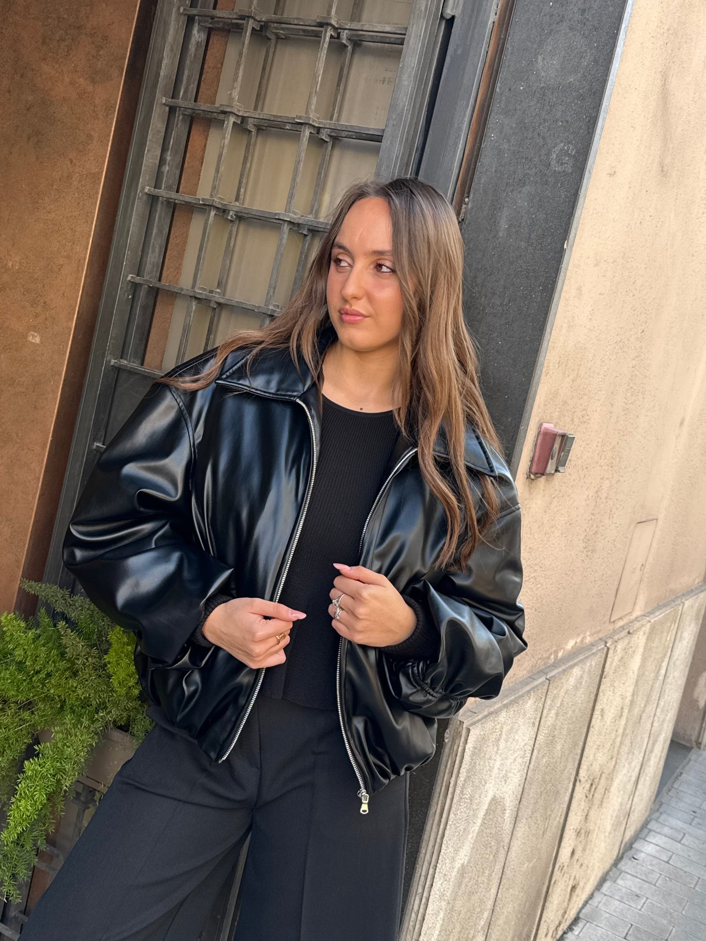 Bomber in ecopelle NERO