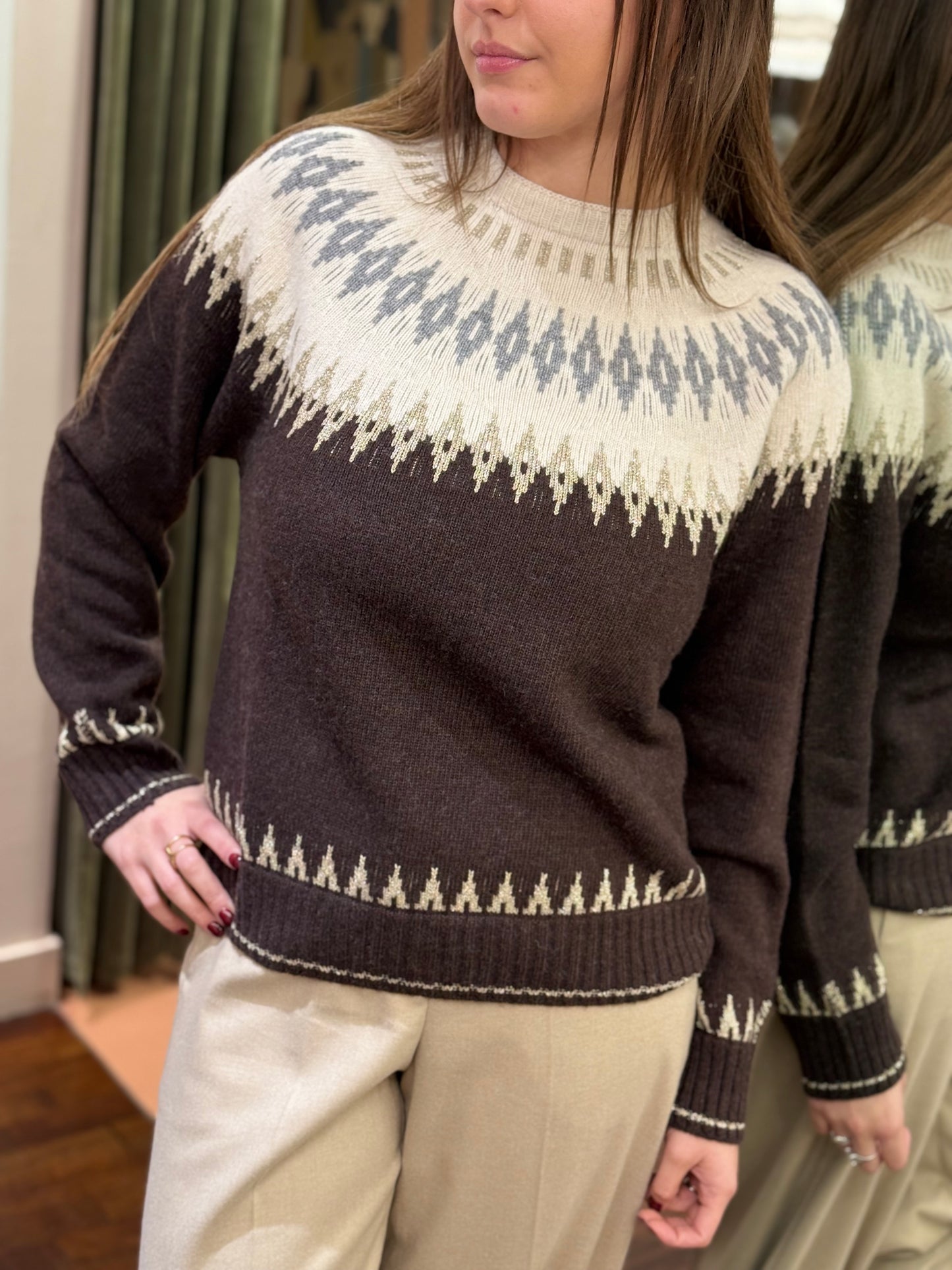 Tensione In maglia in jacquard MORO/PANNA/GRIGIO