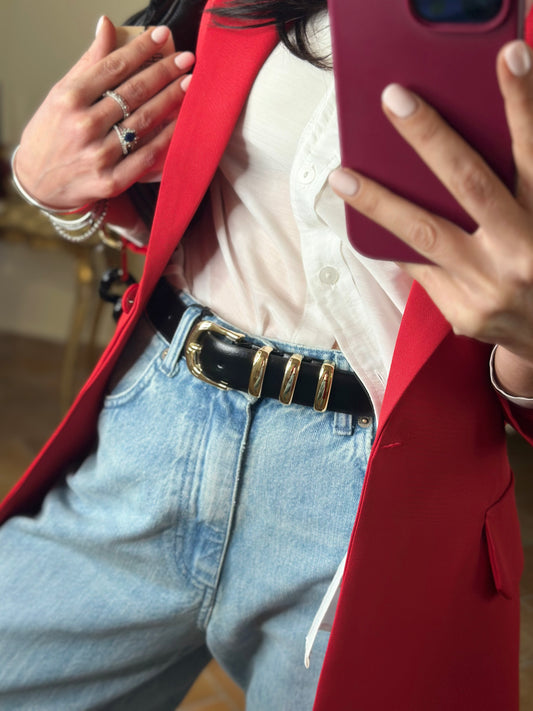 Alberto Luti Cintura TRE FIBBIE Nera