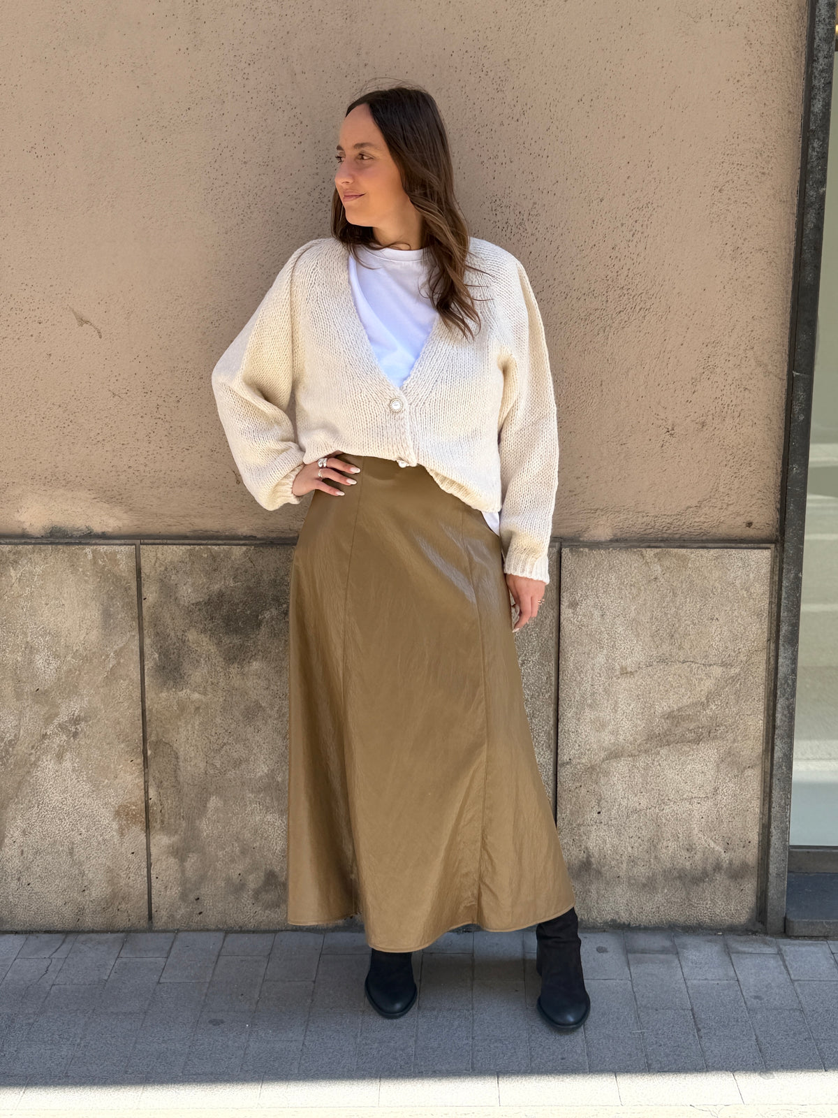 Gonna in ecopelle MILITARE
