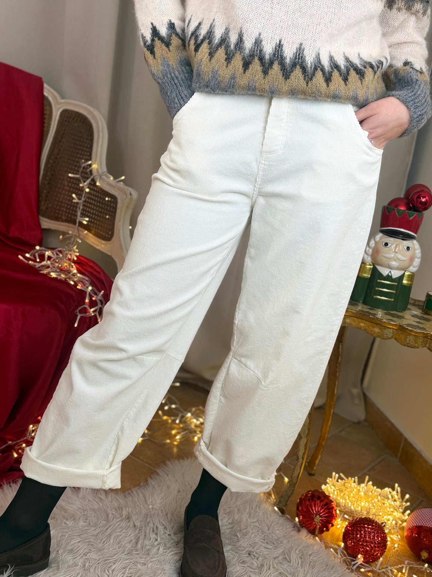 Tensione In pantalone ovetto velluto MERINGA