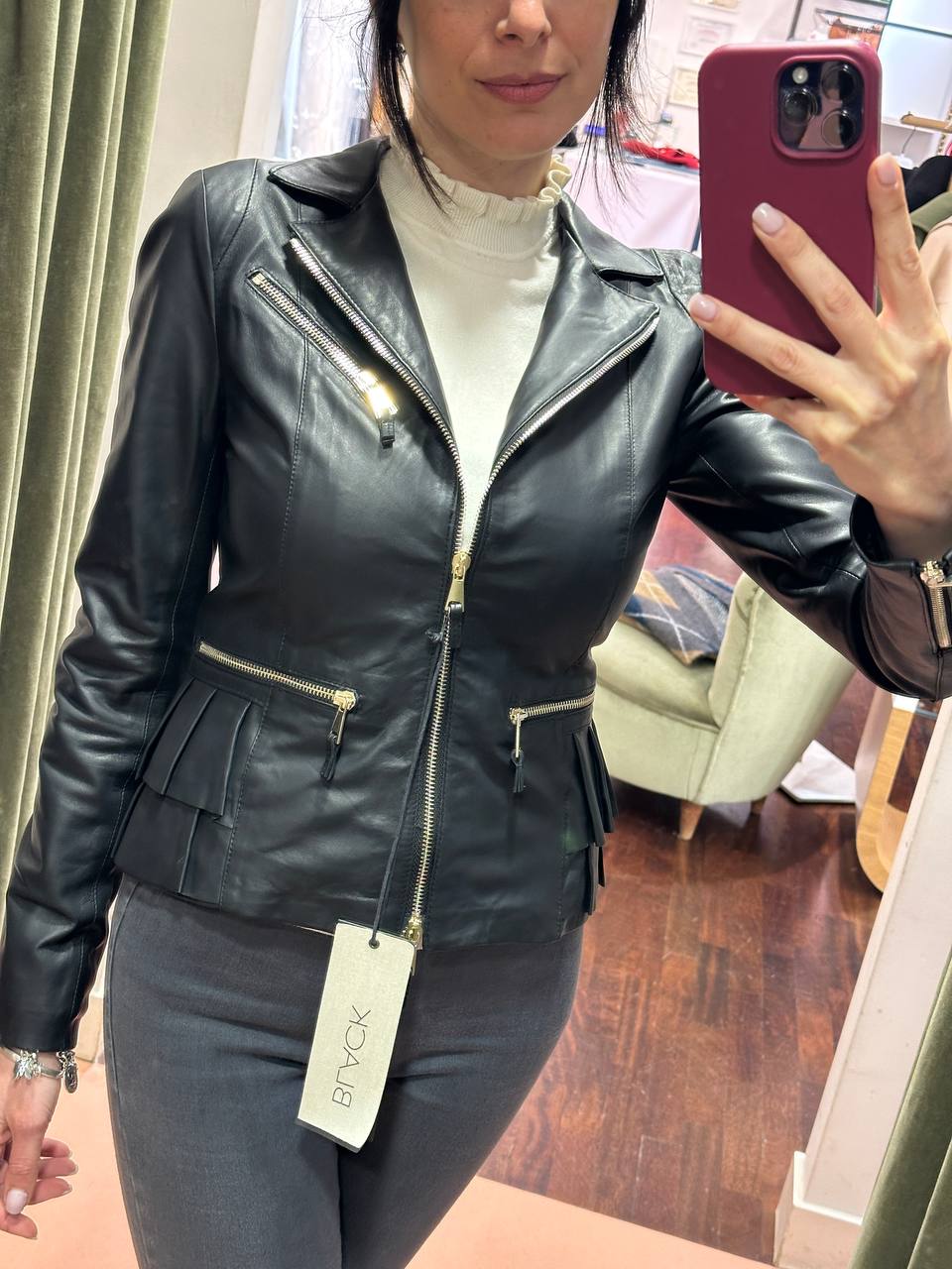 Giubbino in vera pelle Nero