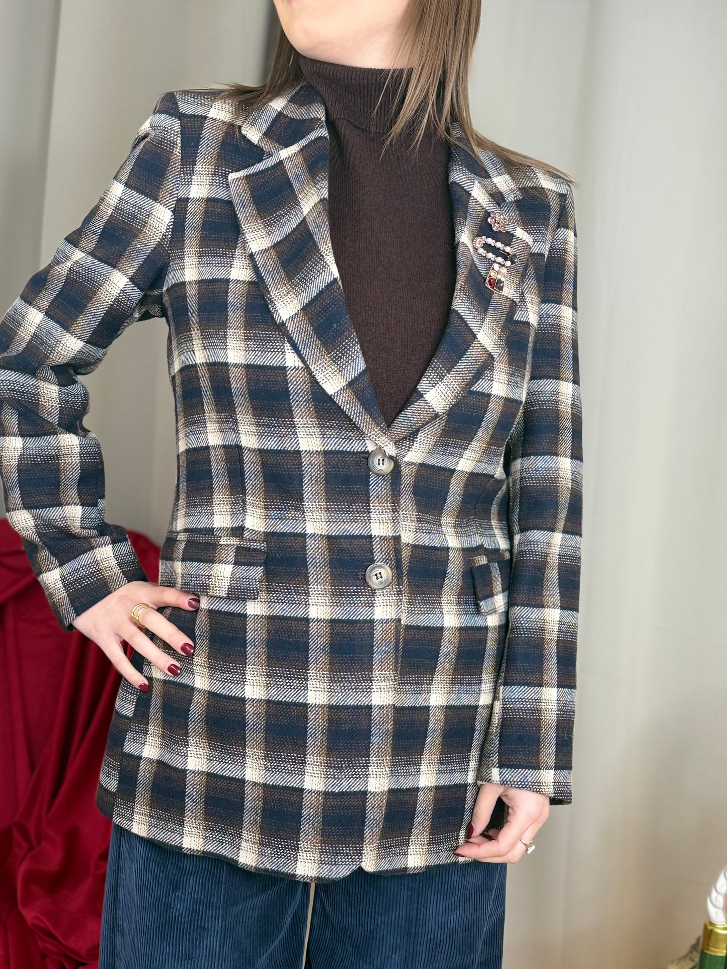 Tensione In giacca monopetto con spille BLU/MORO