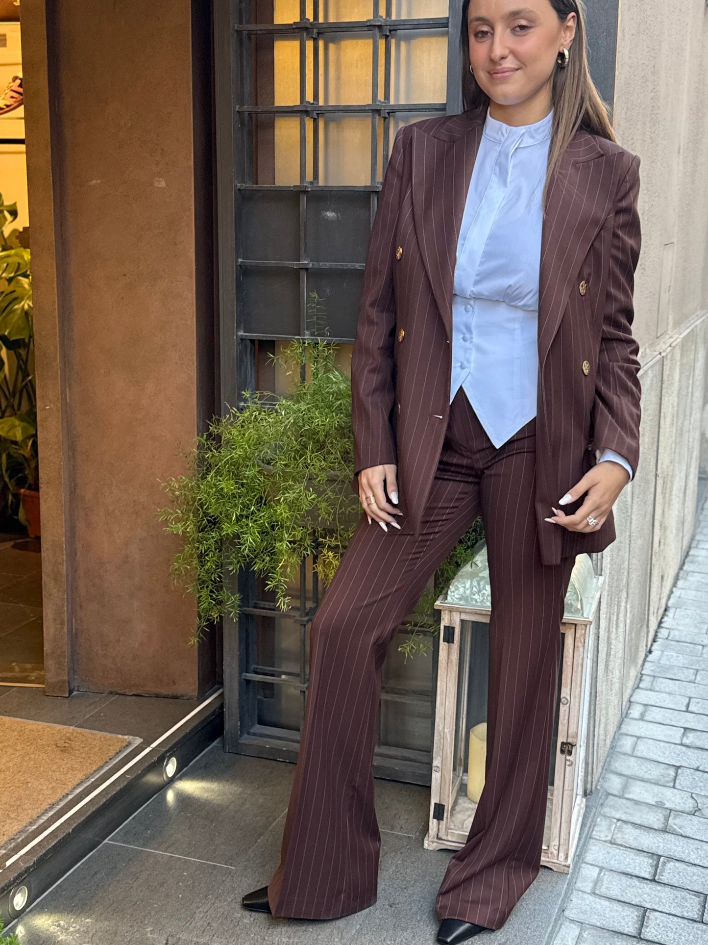 Silence Limited Pantalone STRIPE FLARE Brown