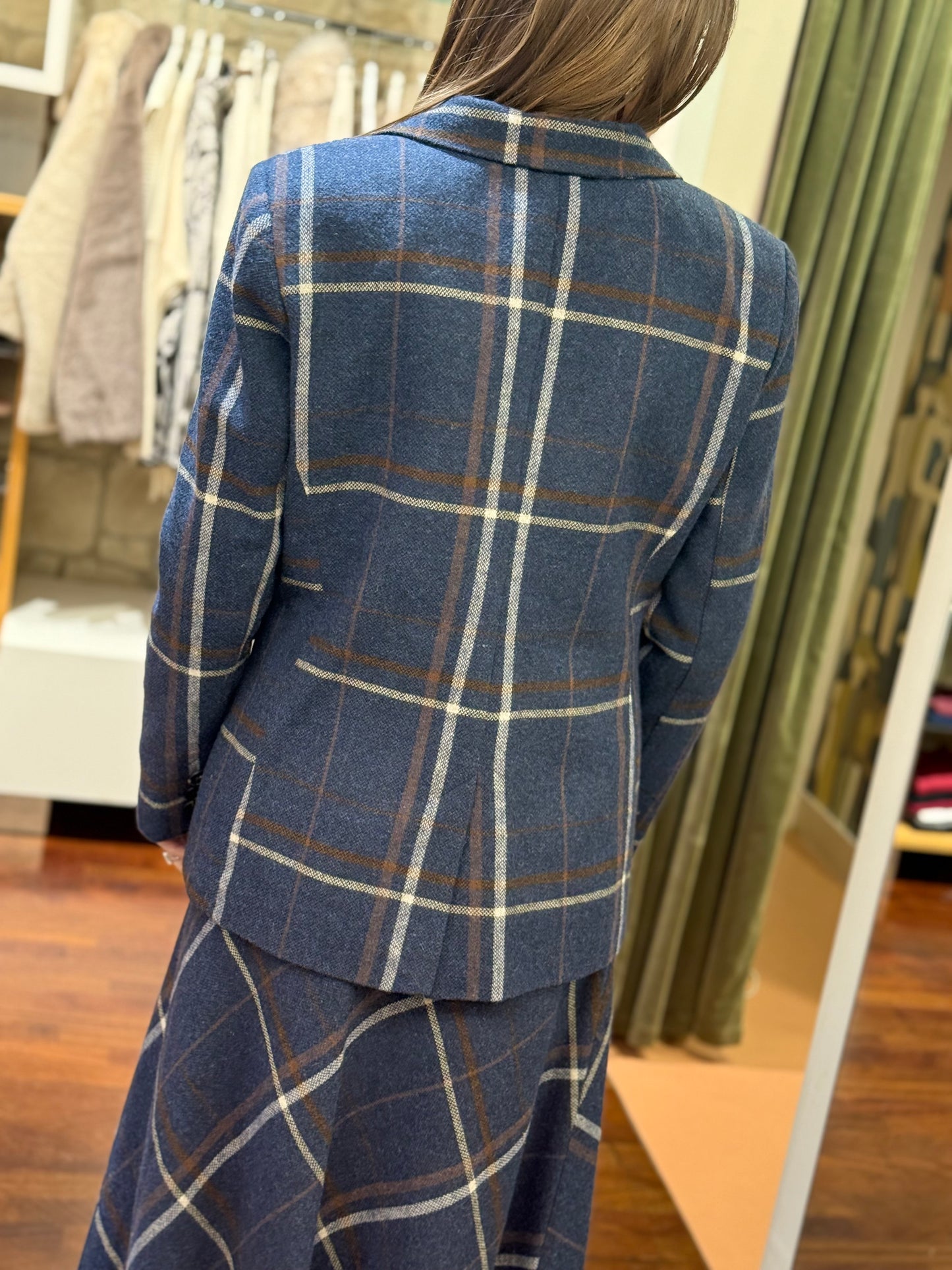 Tensione In Giacca check misto lana BLU