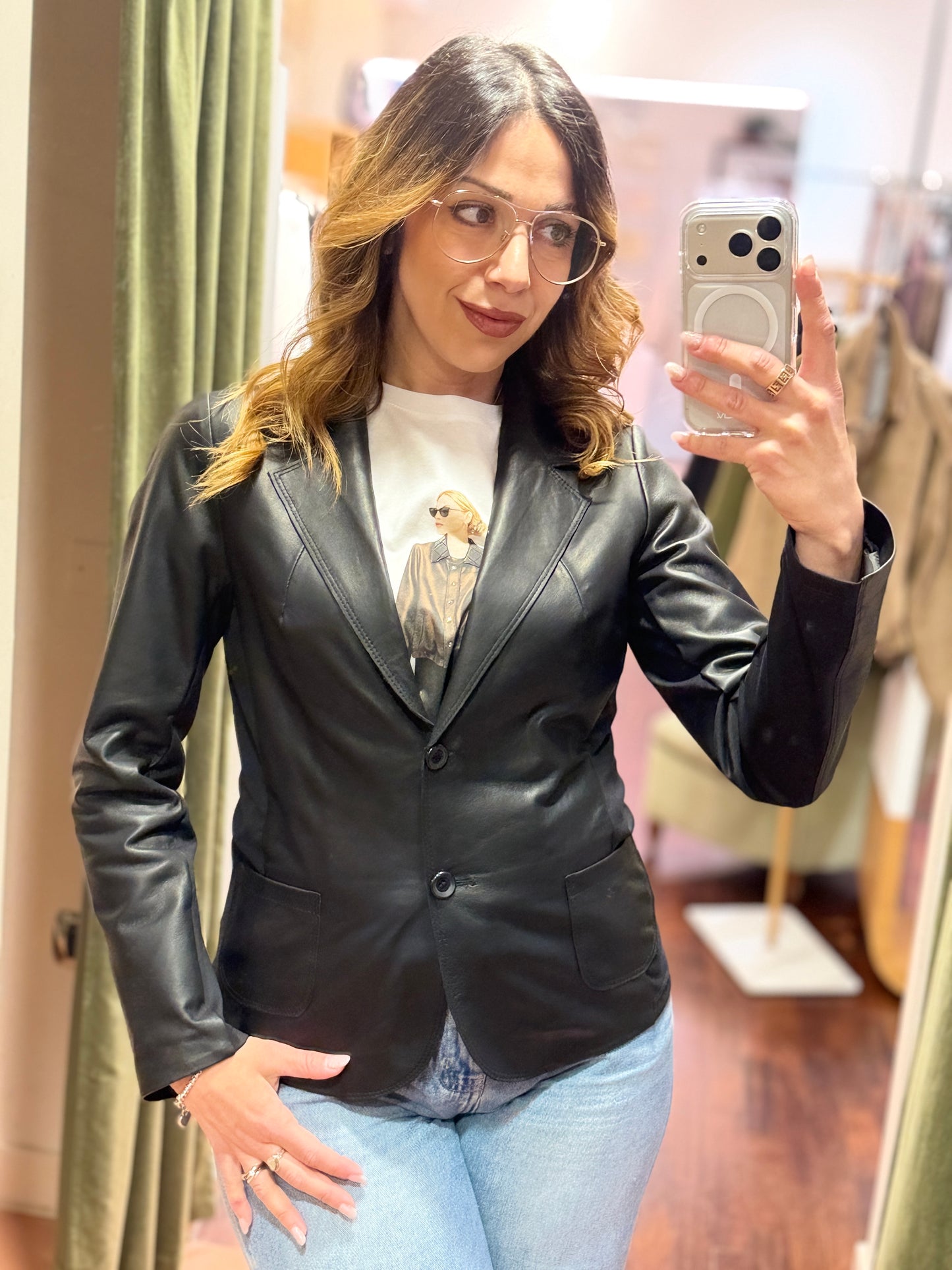 Giacca in vera pelle NERA