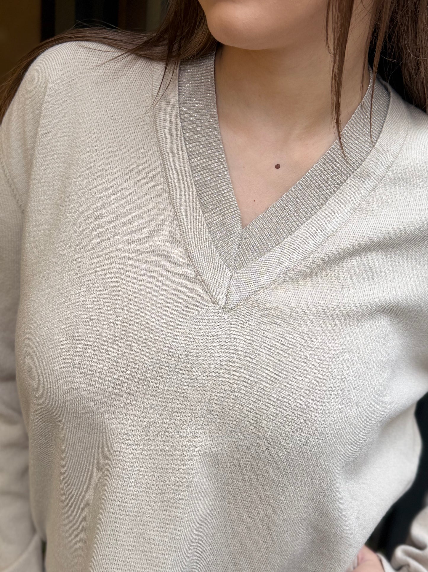 Anonyme Maglia VISCOSE LUREX KNITWEAR beige