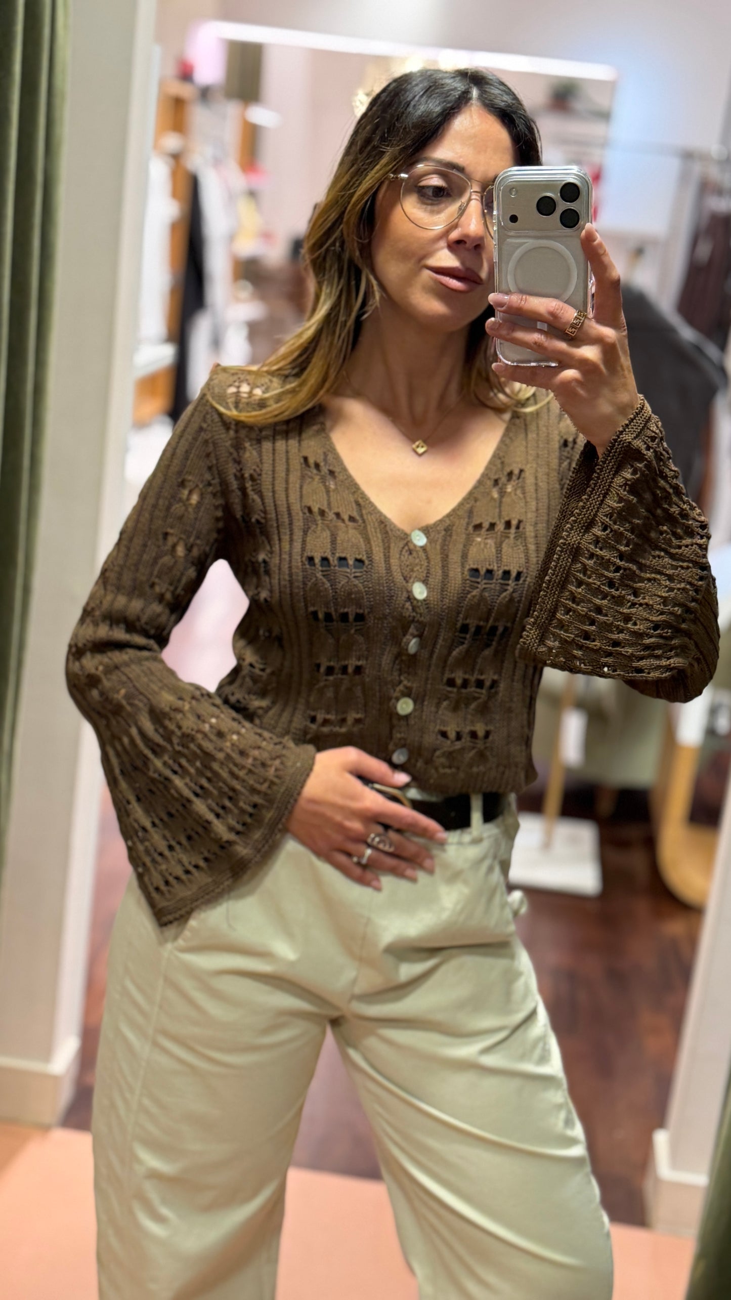Cardigan traforato MORO
