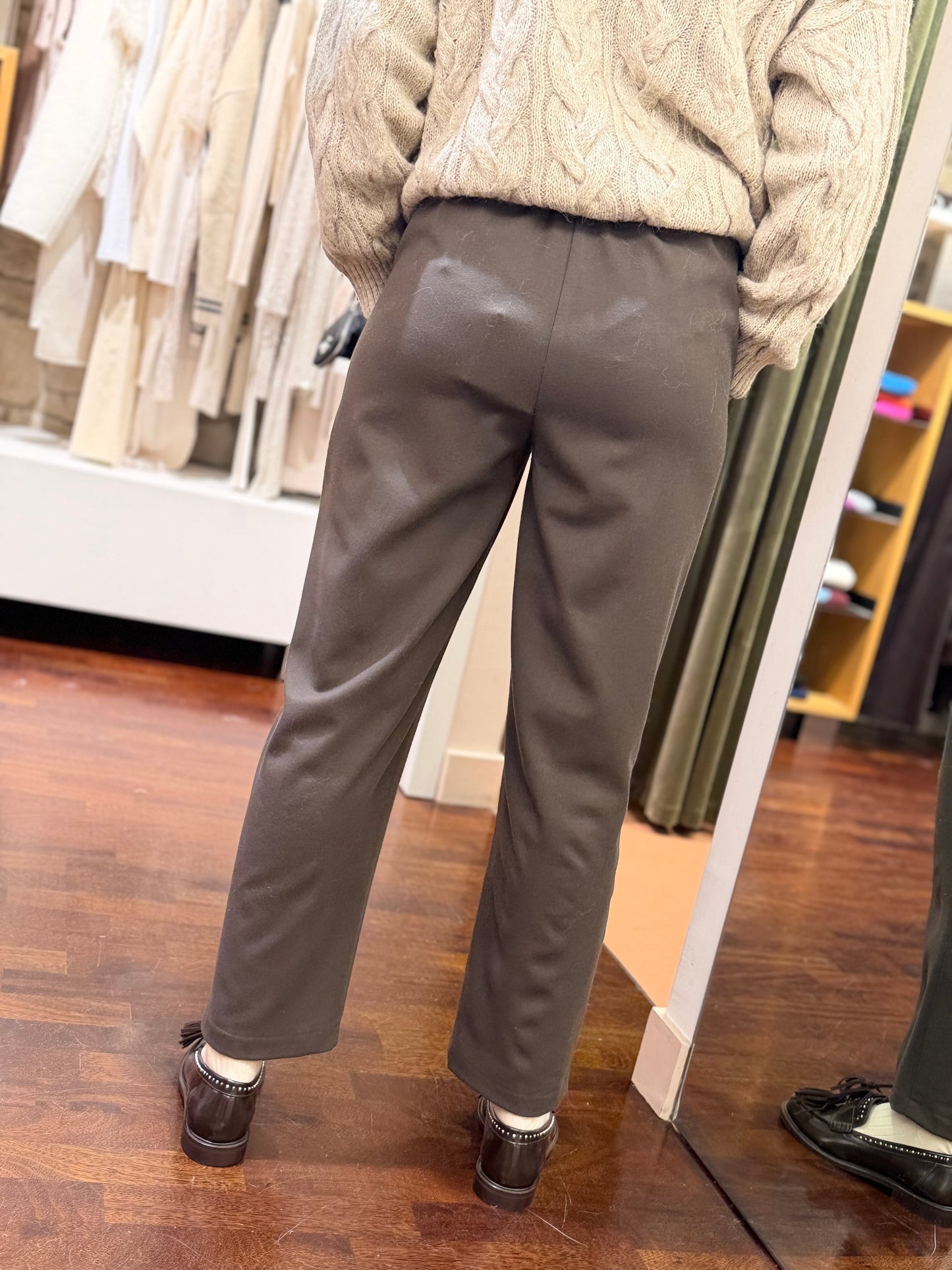 Tensione In Pantalone carrot flanella CIOCCOLATO