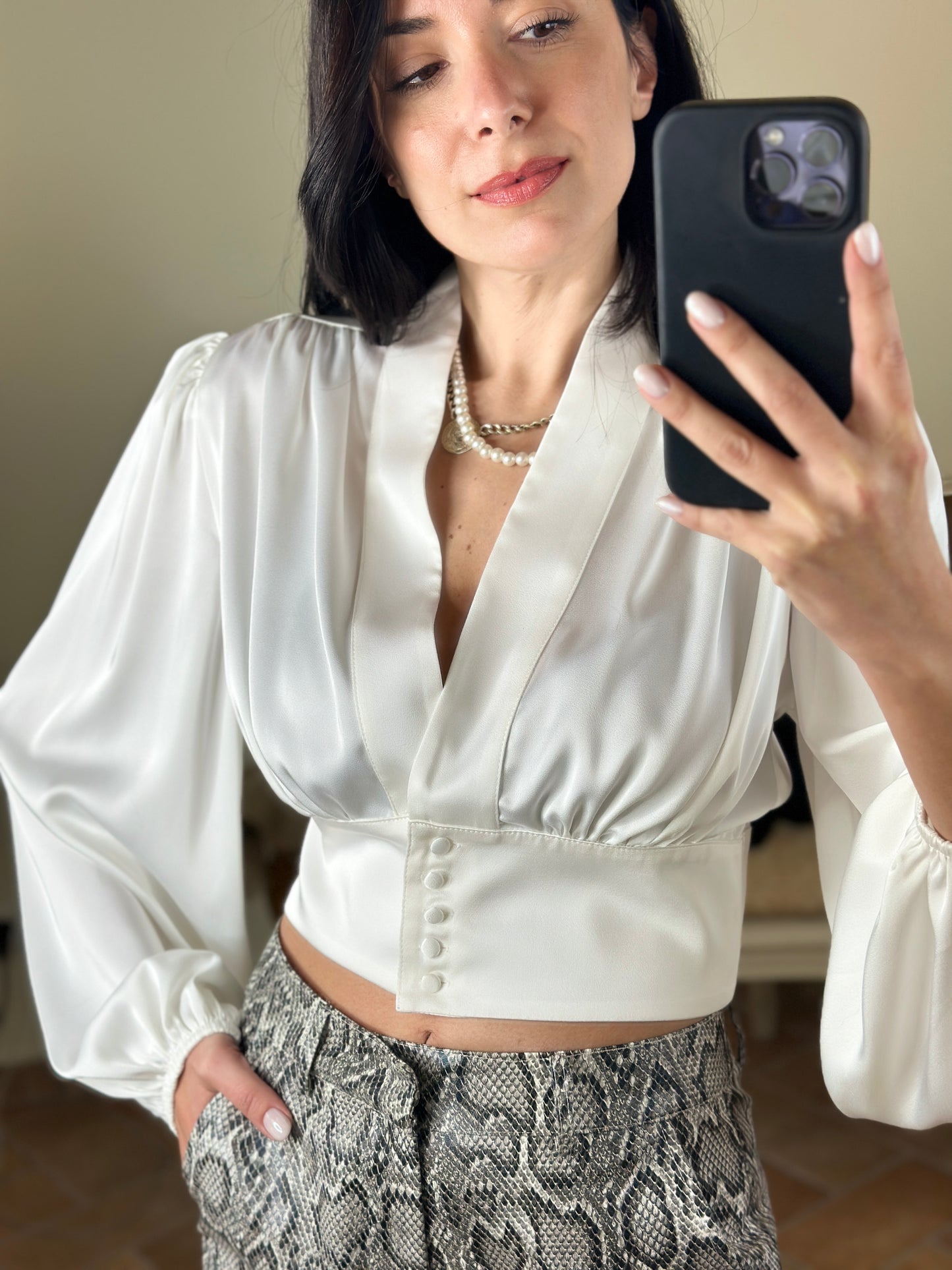 Silence Limited blusa crop (disponibile bianca e ottanio)