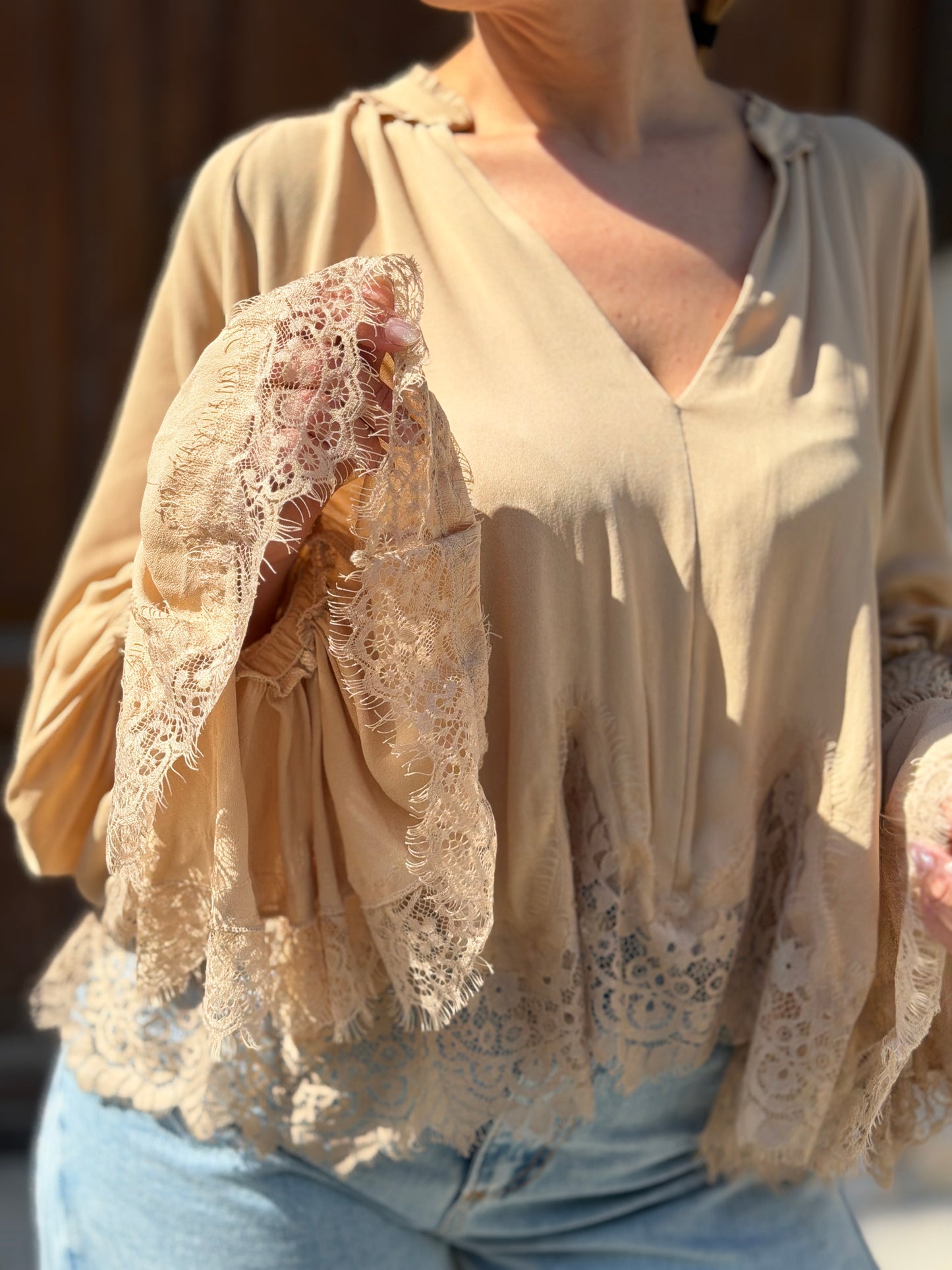 Tensione in Blusa con pizzo SABBIA
