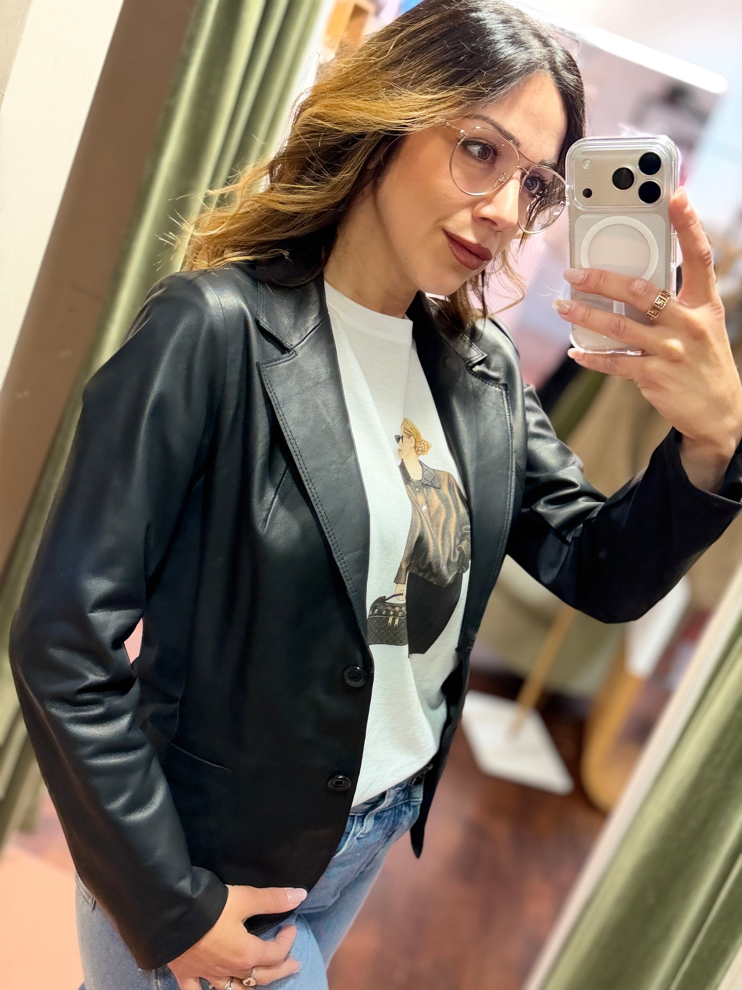 Giacca in vera pelle NERA