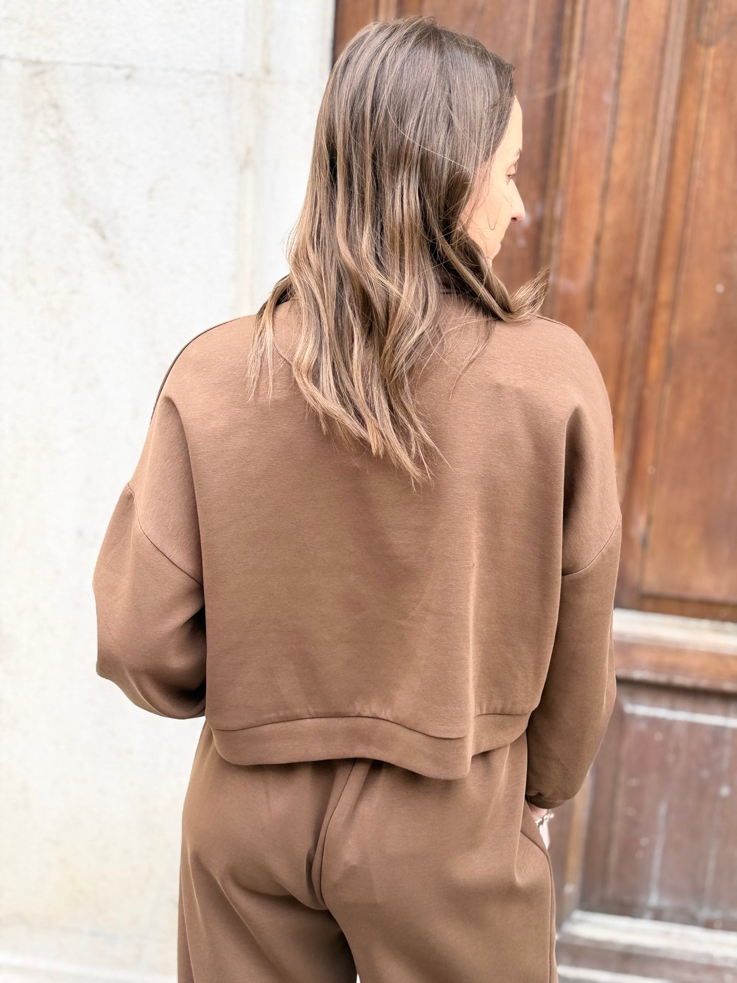 Felpa con collo a polo Cioccolato