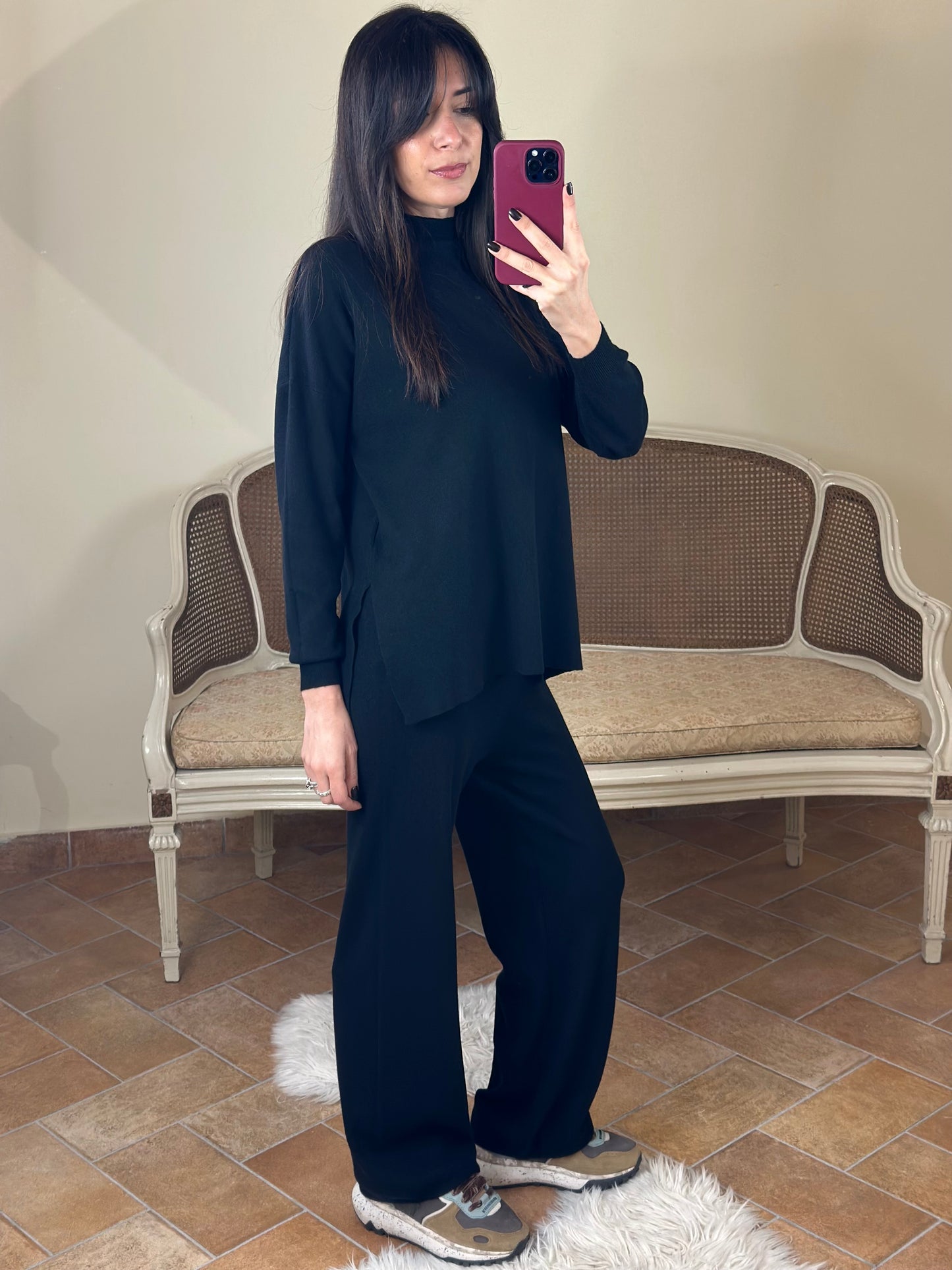 Set in maglia NERO (maglia+pantalone)