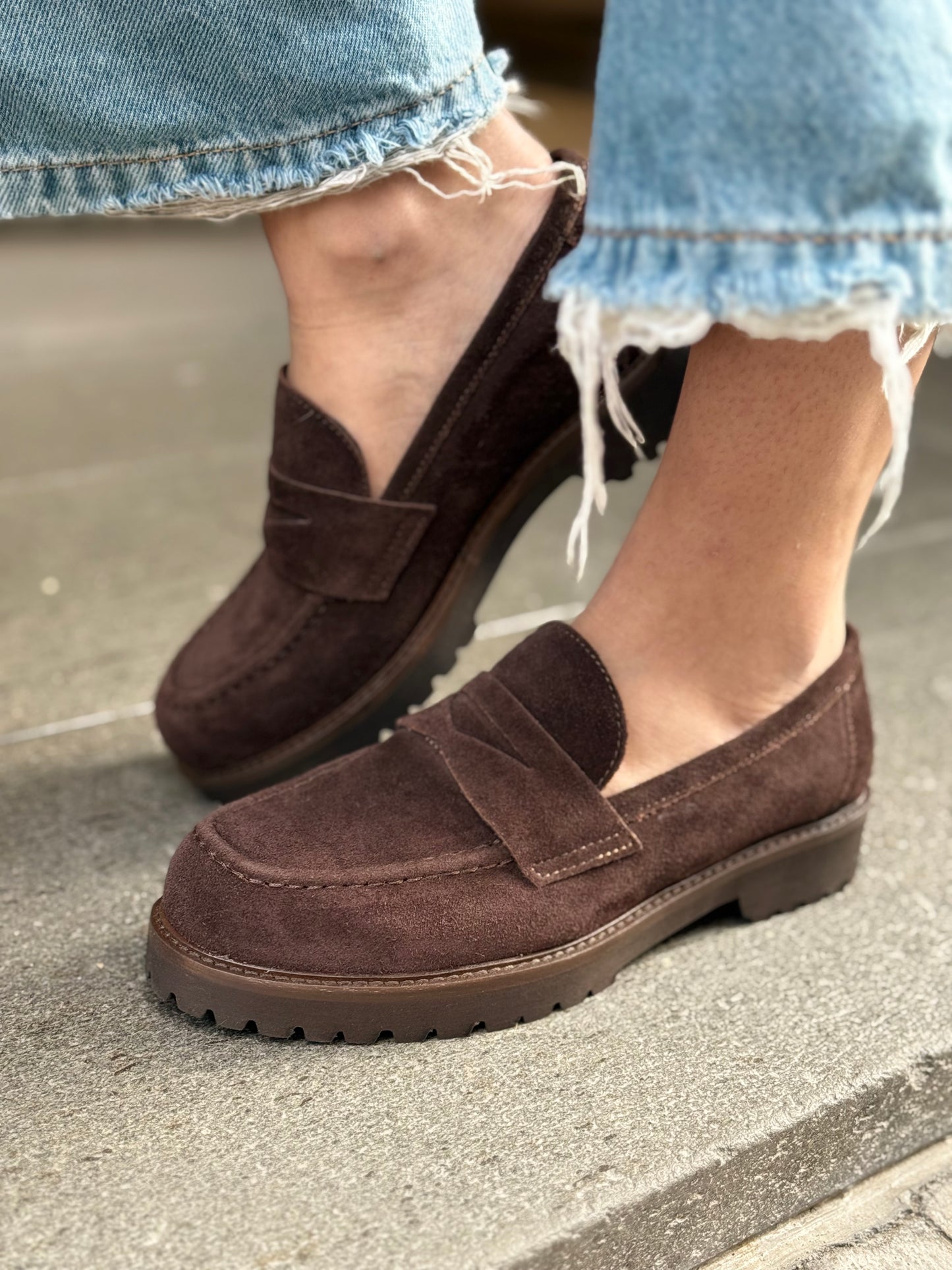 Ovyè Mocassino in camoscio moro