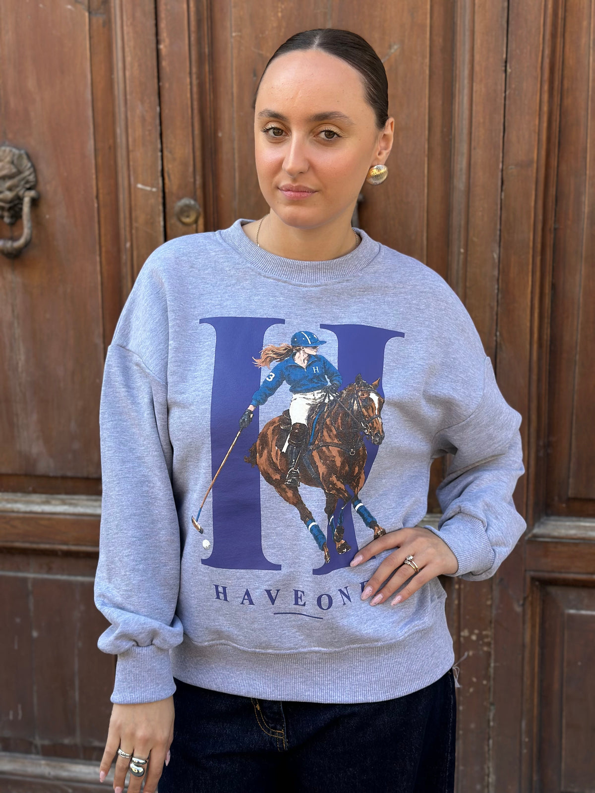 Haveone Felpa HORSES MORO E GRIGIA